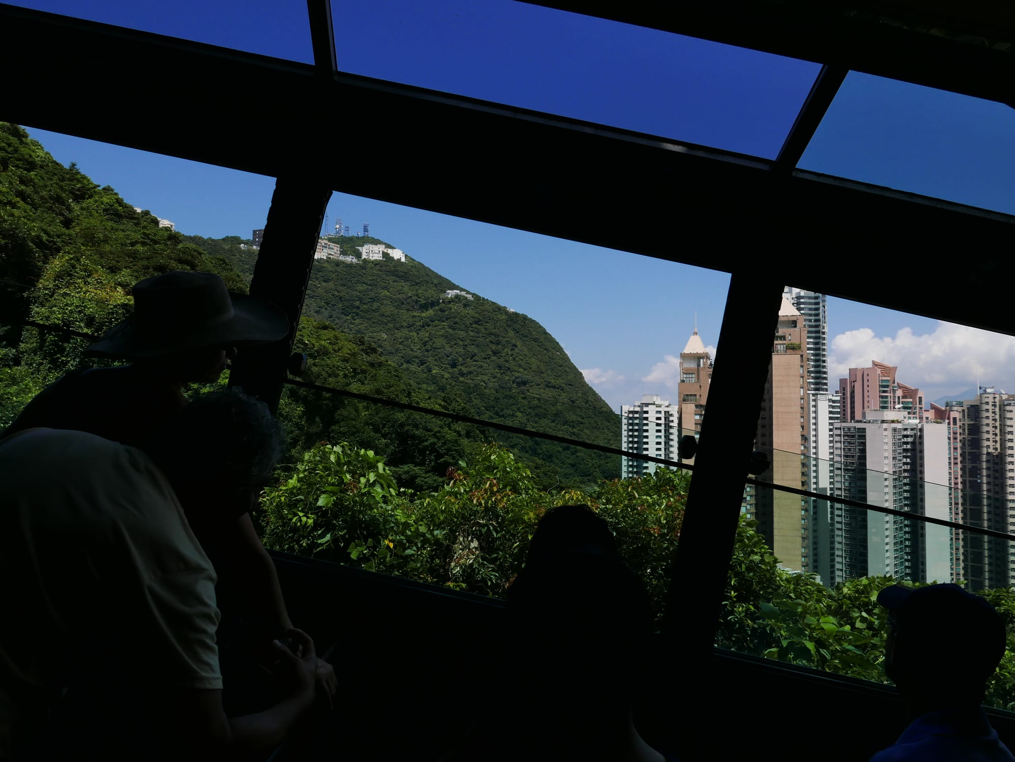 Photo by Author — taking the tram to the top — Victoria Peak 太平山, Hong Kong