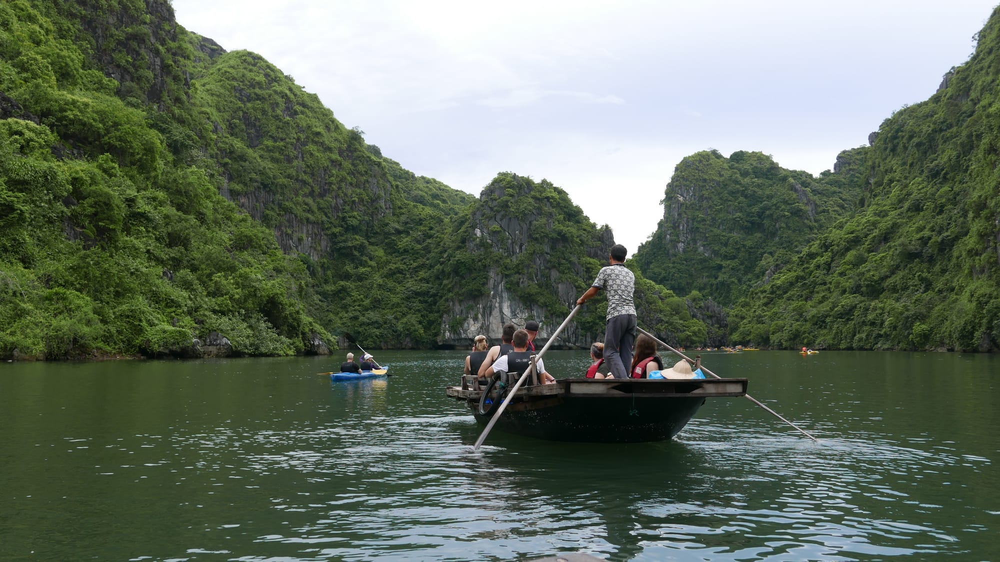 Photo by Author — a row boat from Vong Vieng Village (day 1), Ha Long Bay, Vietnam