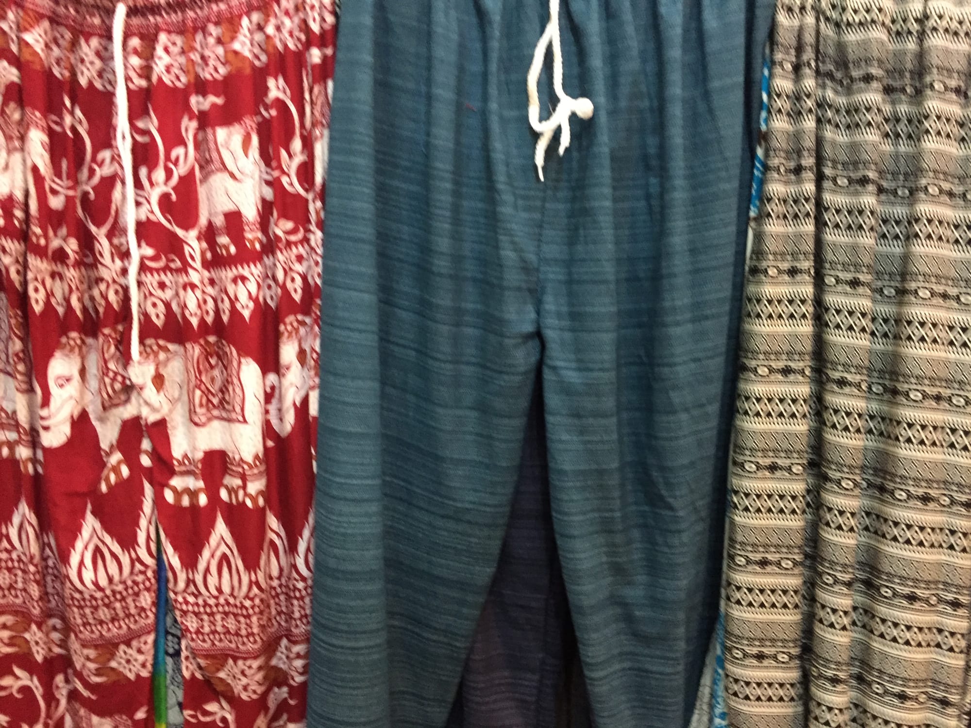 Photo by Author — trousers at the Art Centre Night Market, Siem Reap, Cambodia