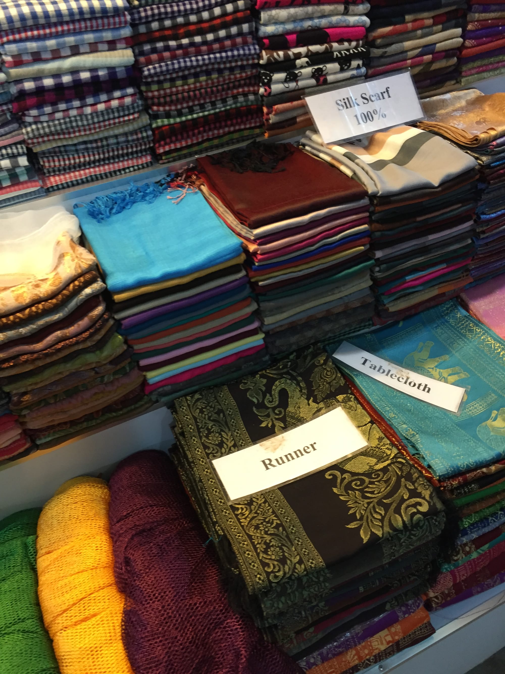 Photo by Author — scarves at Siem Reap Night Market, Cambodia