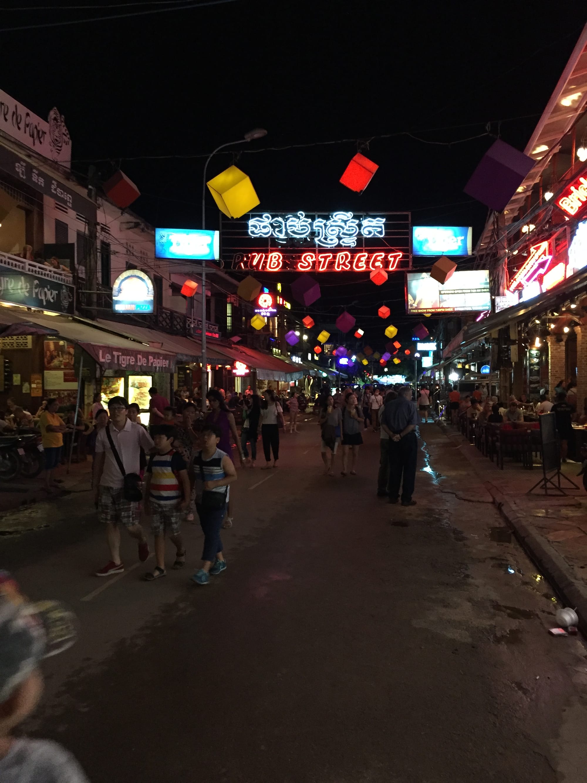 Photo by Author — Pub Street, Siem Reap, Cambodia — by night