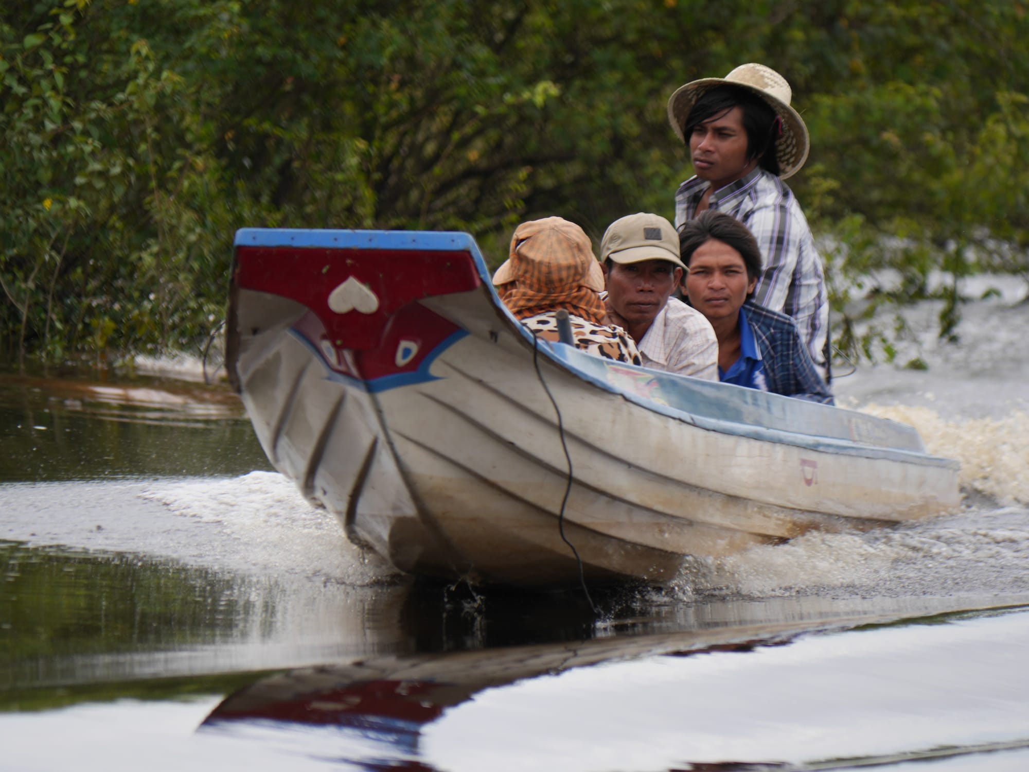 Photo by Author — a speeding boat — Mechrey Floating Village, Siem Reap, Cambodia