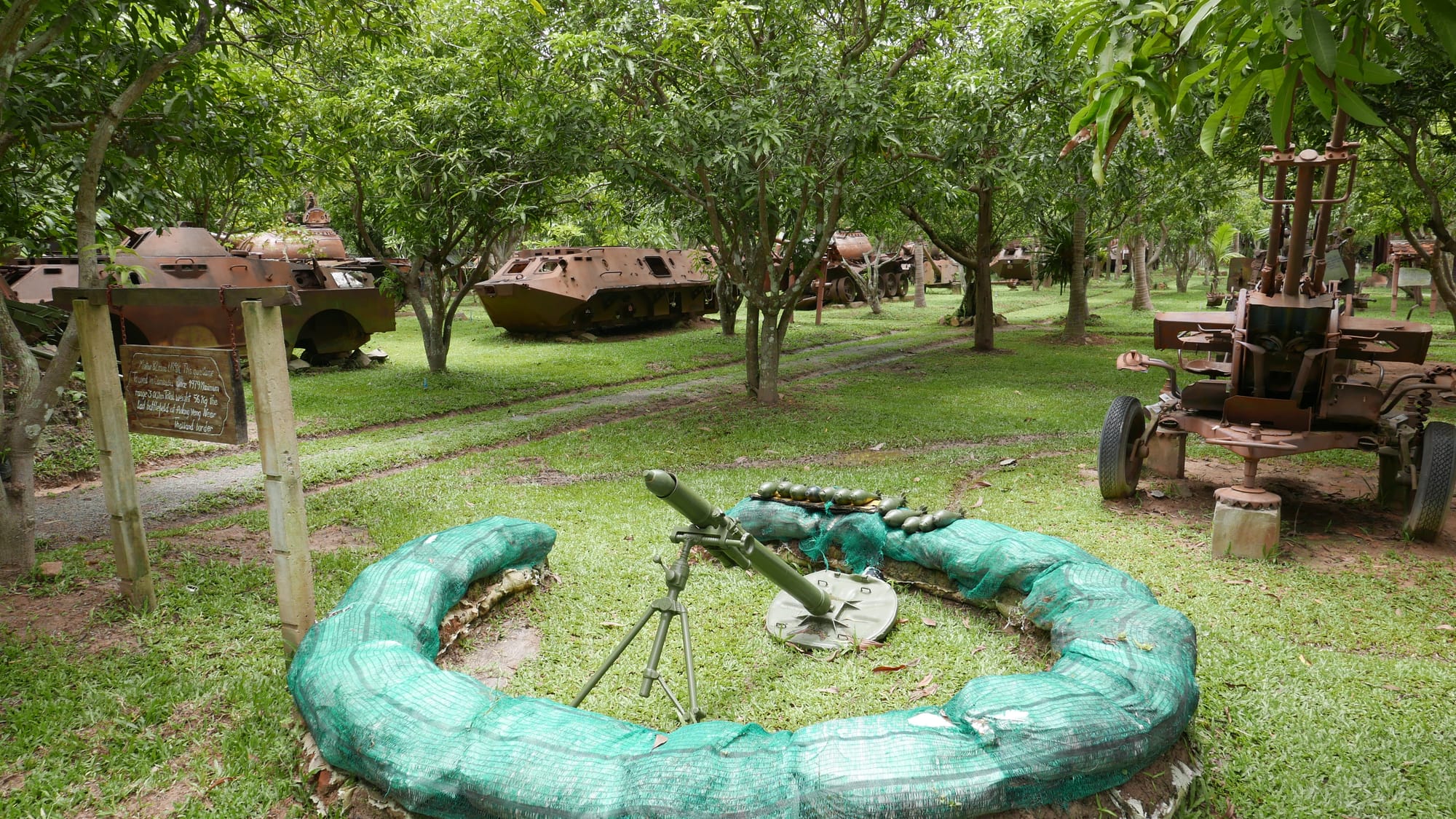 Photo by Author — example of a mortar pit used in the war — War Museum, Siem Reap, Cambodia