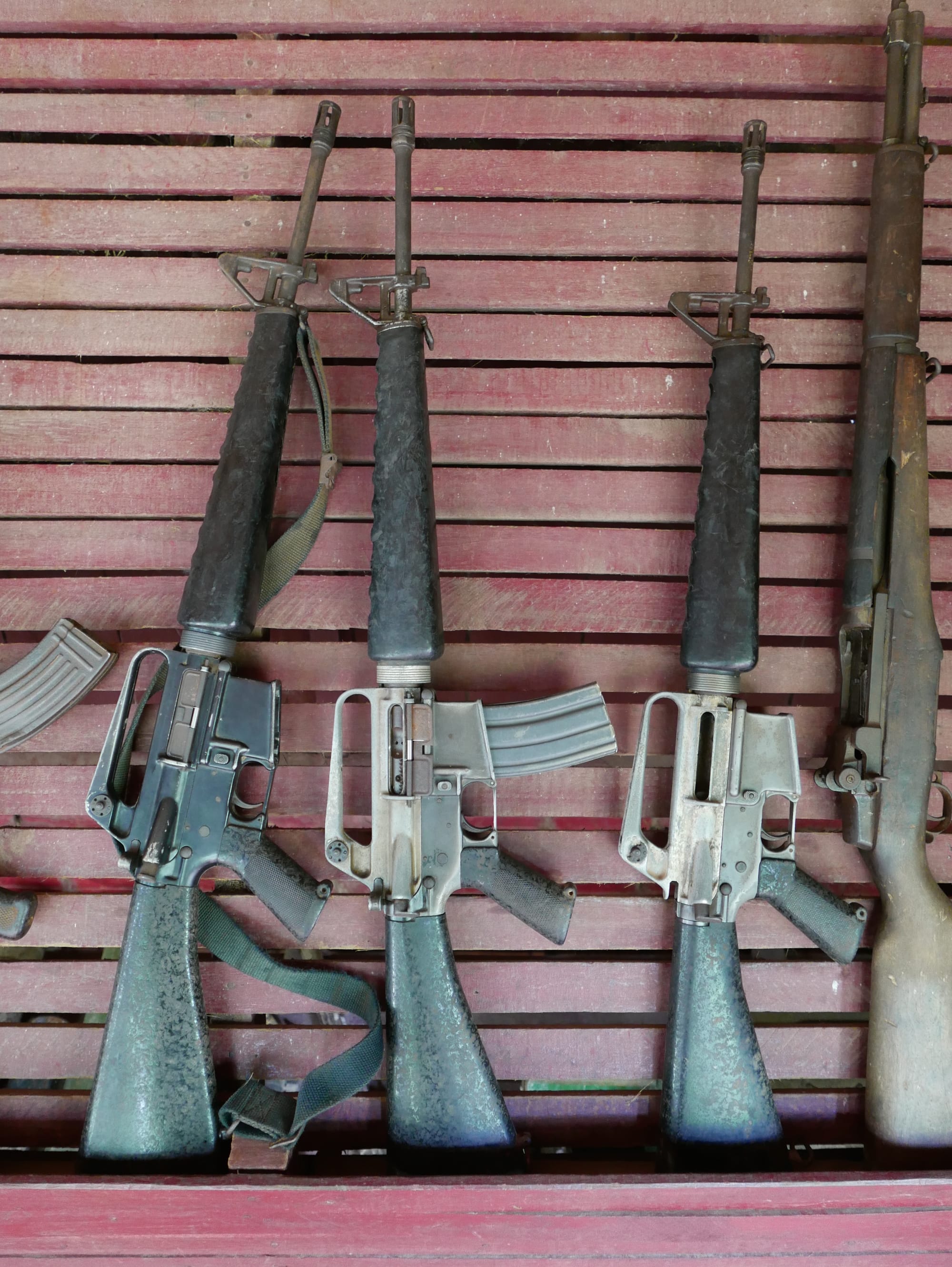 Photo by Author — M16 Rifles — War Museum, Siem Reap, Cambodia