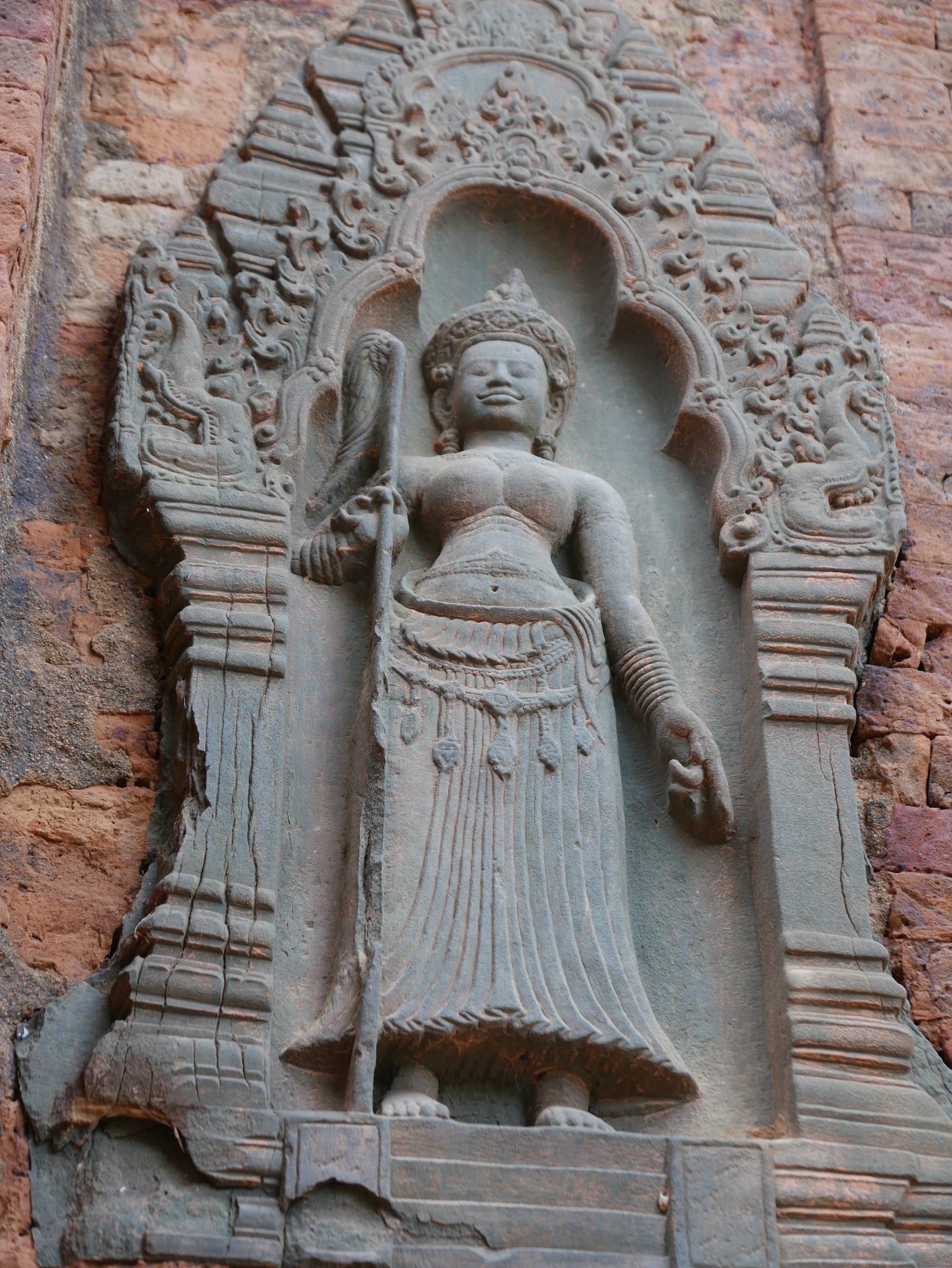 Photo by Author — a stone carving at Lolei (ប្រាសាទលលៃ), Angkor Archaeological Park, Angkor, Cambodia