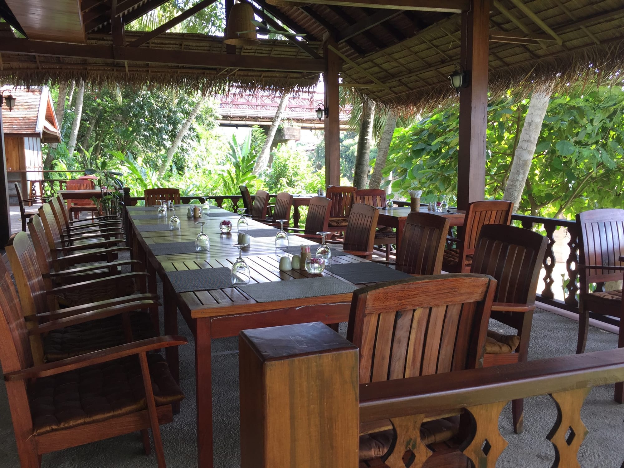 Photo by Author — breakfast area at Le Bel Air Resort, 1 Old Bridge, Luang Prabang (ຫລວງພະບາງ/ຫຼວງພະບາງ), Laos