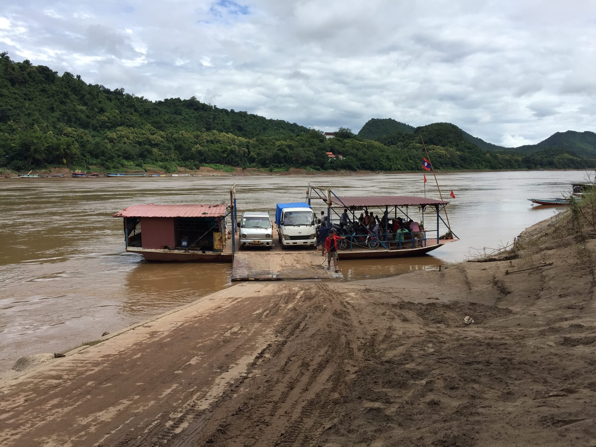 Photo by Author — the ferry across the Mekong from Luang Prabang (ຫລວງພະບາງ/ຫຼວງພະບາງ) to Ban Xieng Man