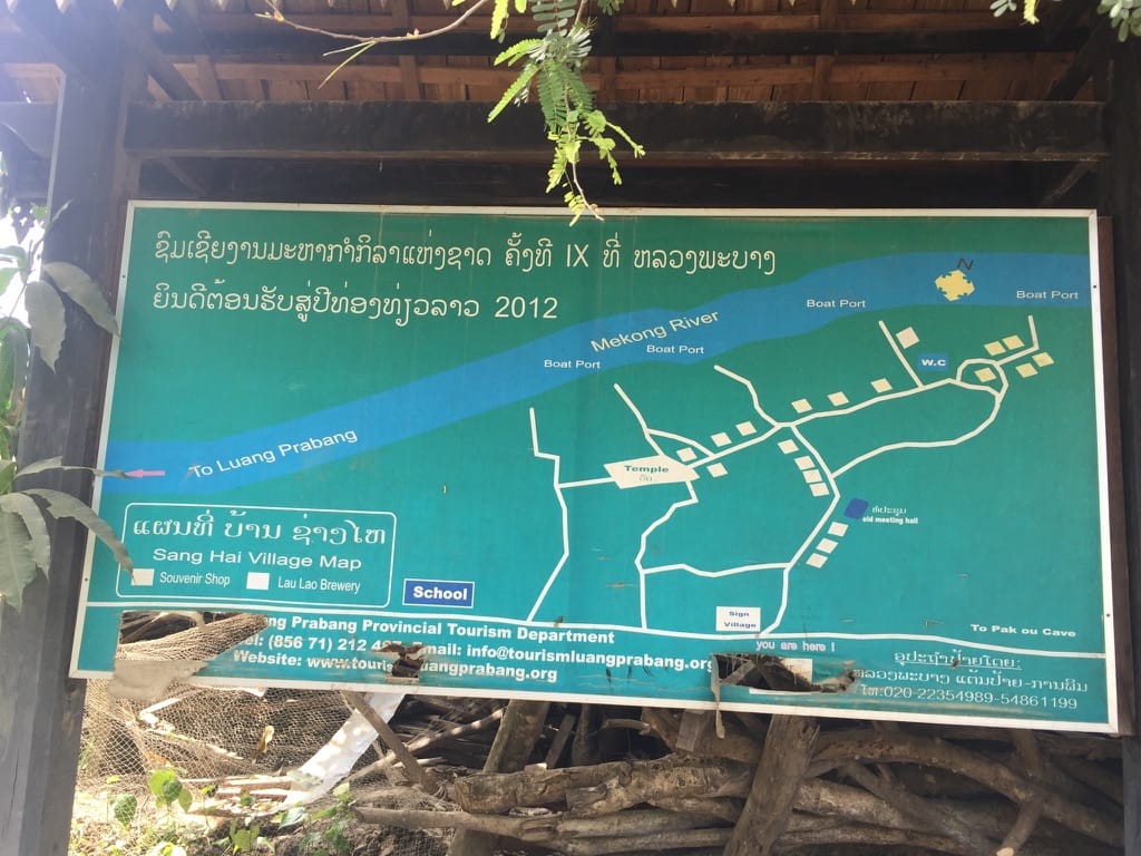 Photo by Author — map of Ban Pak Ou — Tham Ting (Tam Ting)/Pak Ou (ถ้ำติ่ง) Caves, Laos