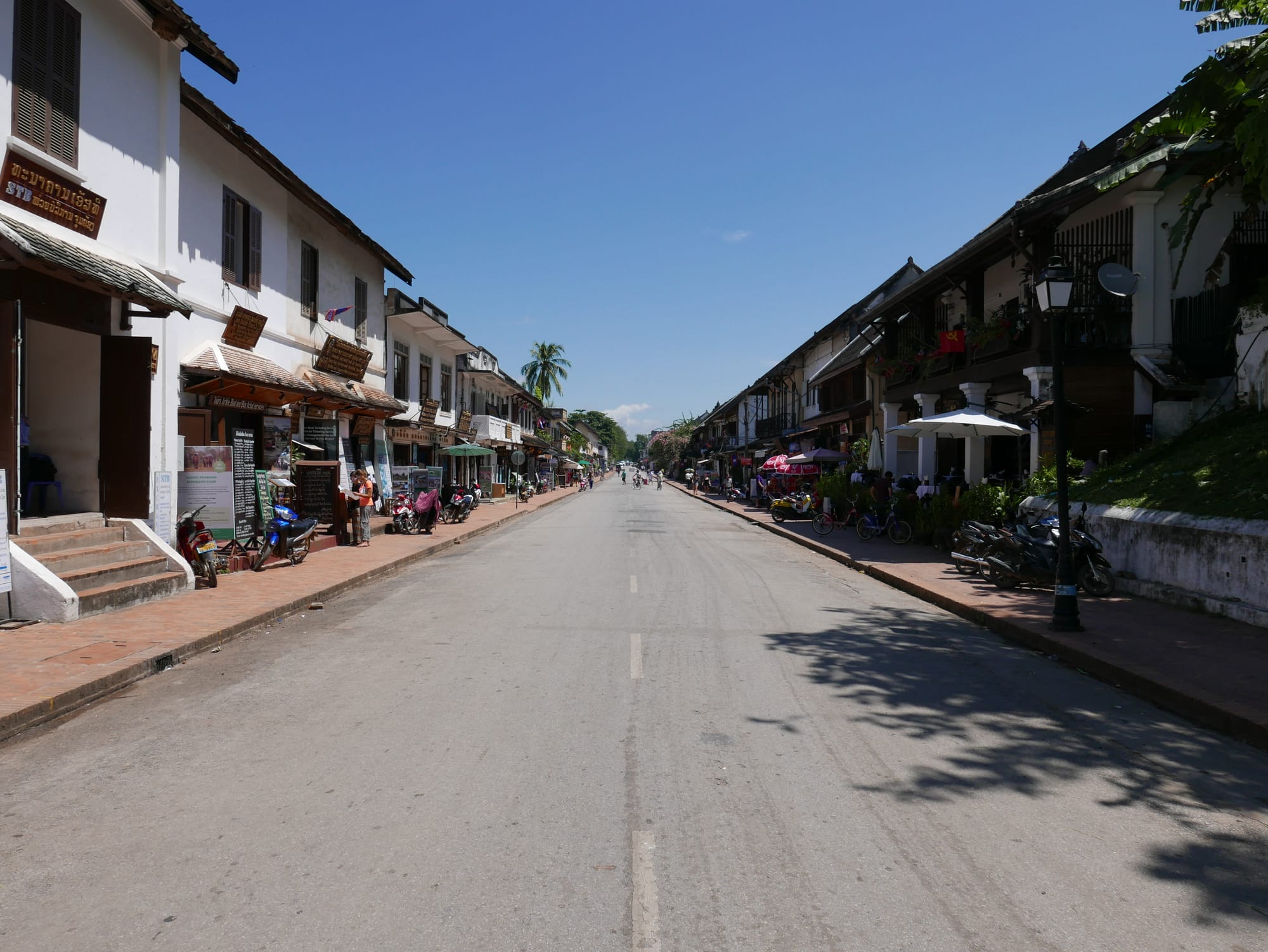 Photo by Author — the empty streets of Luang Prabang (ຫລວງພະບາງ/ຫຼວງພະບາງ), Laos