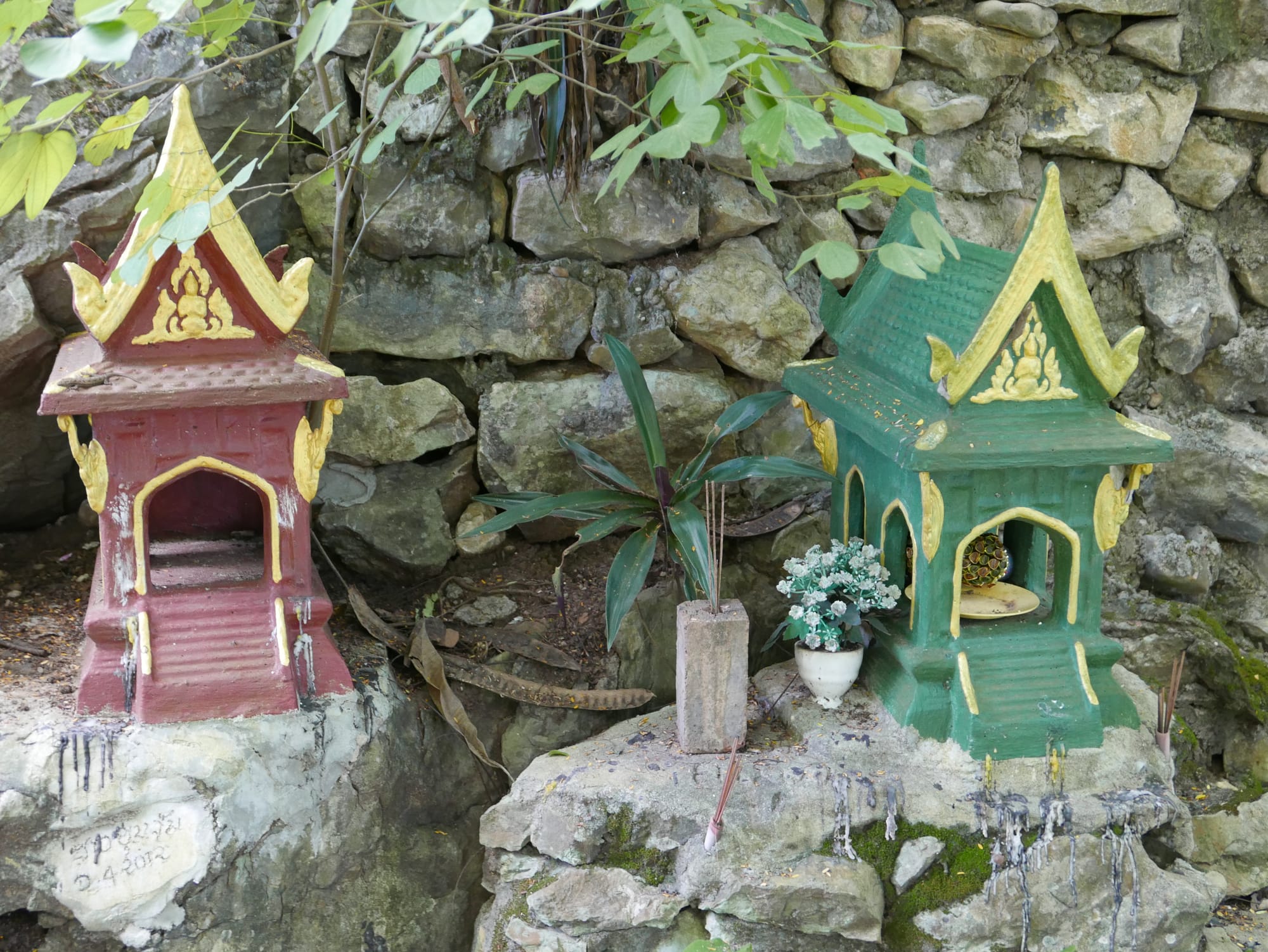 Photo by Author — shrines on Mount Phousi, Luang Prabang (ຫລວງພະບາງ/ຫຼວງພະບາງ), Laos