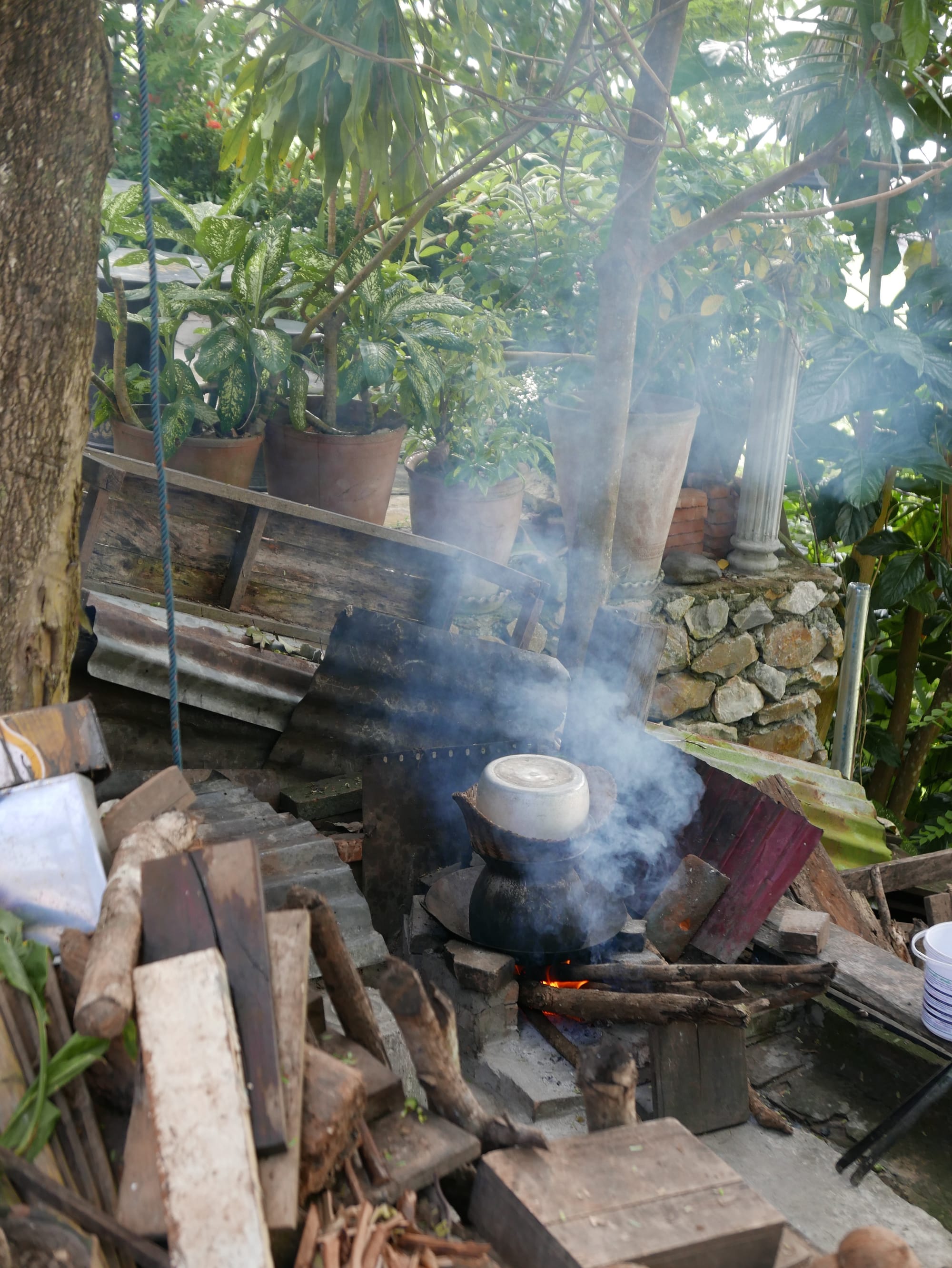 Photo by Author — cooking outside in Luang Prabang (ຫລວງພະບາງ/ຫຼວງພະບາງ), Laos