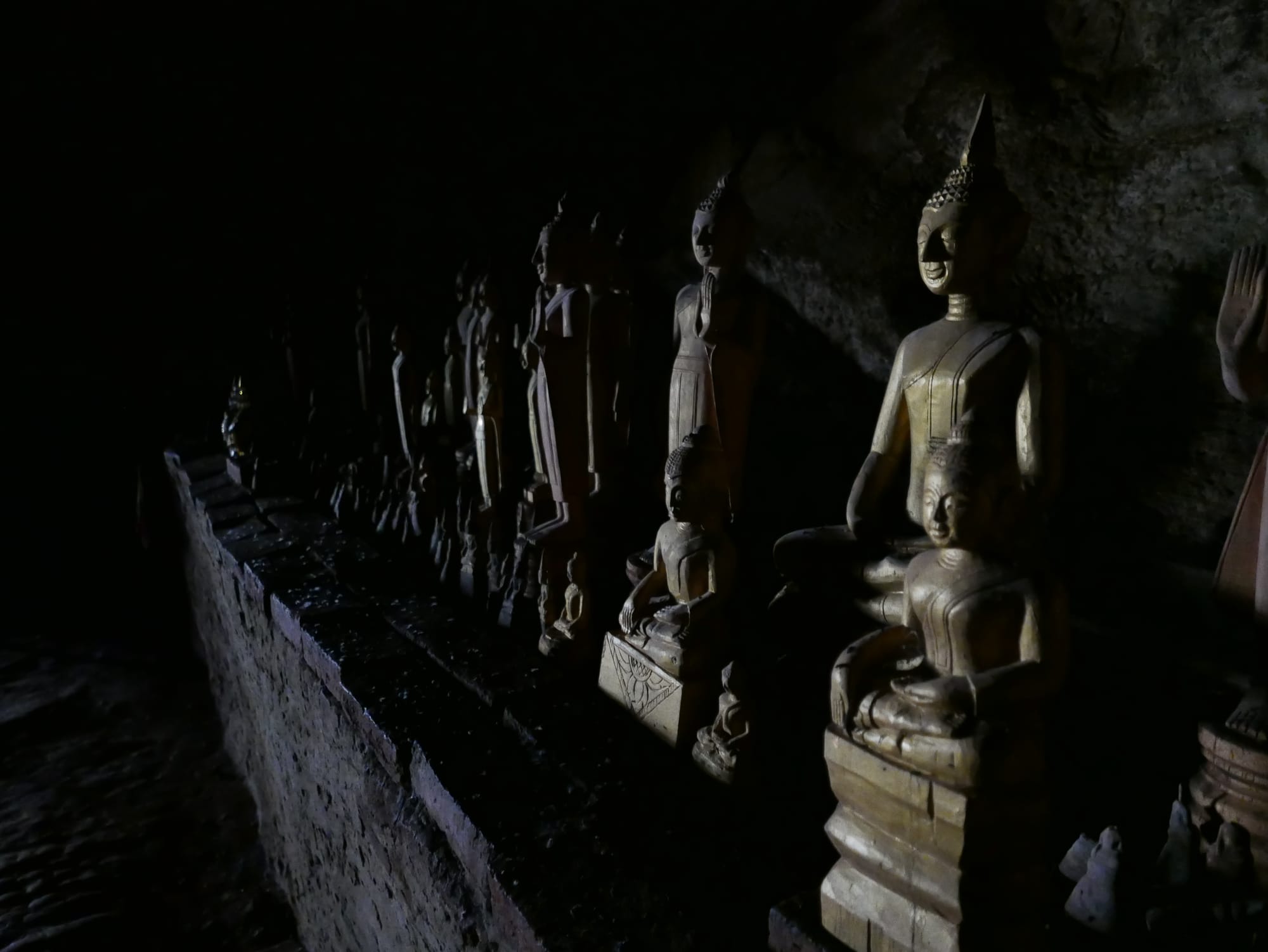 Photo by Author — Buddhas in the upper cave — Tham Ting (Tam Ting)/Pak Ou (ถ้ำติ่ง) Caves, Laos