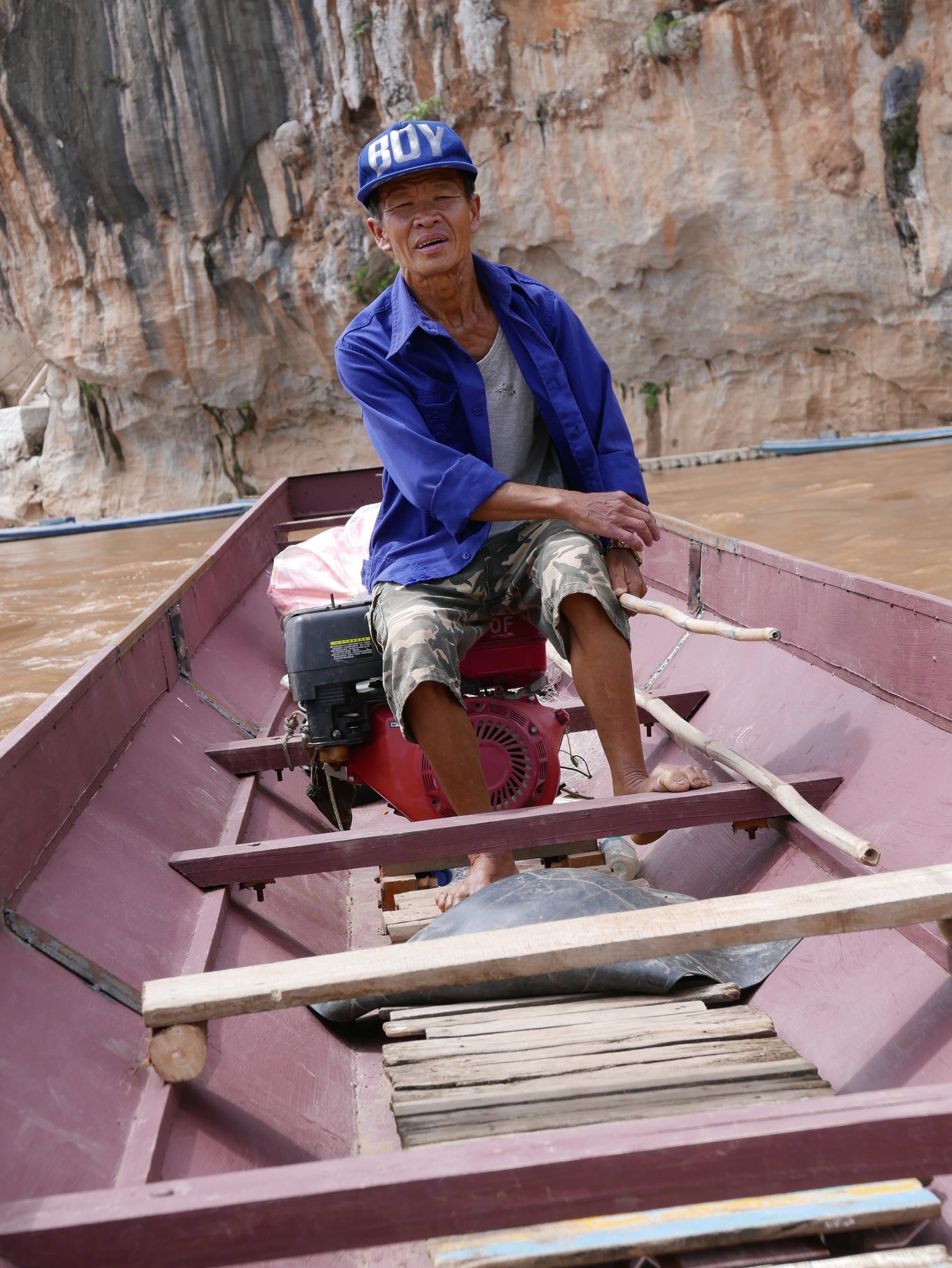 Photo by Author — my driver for the trip back over the Mekong Rover to Ban Pak Ou — Tham Ting (Tam Ting)/Pak Ou (ถ้ำติ่ง) Caves, Laos