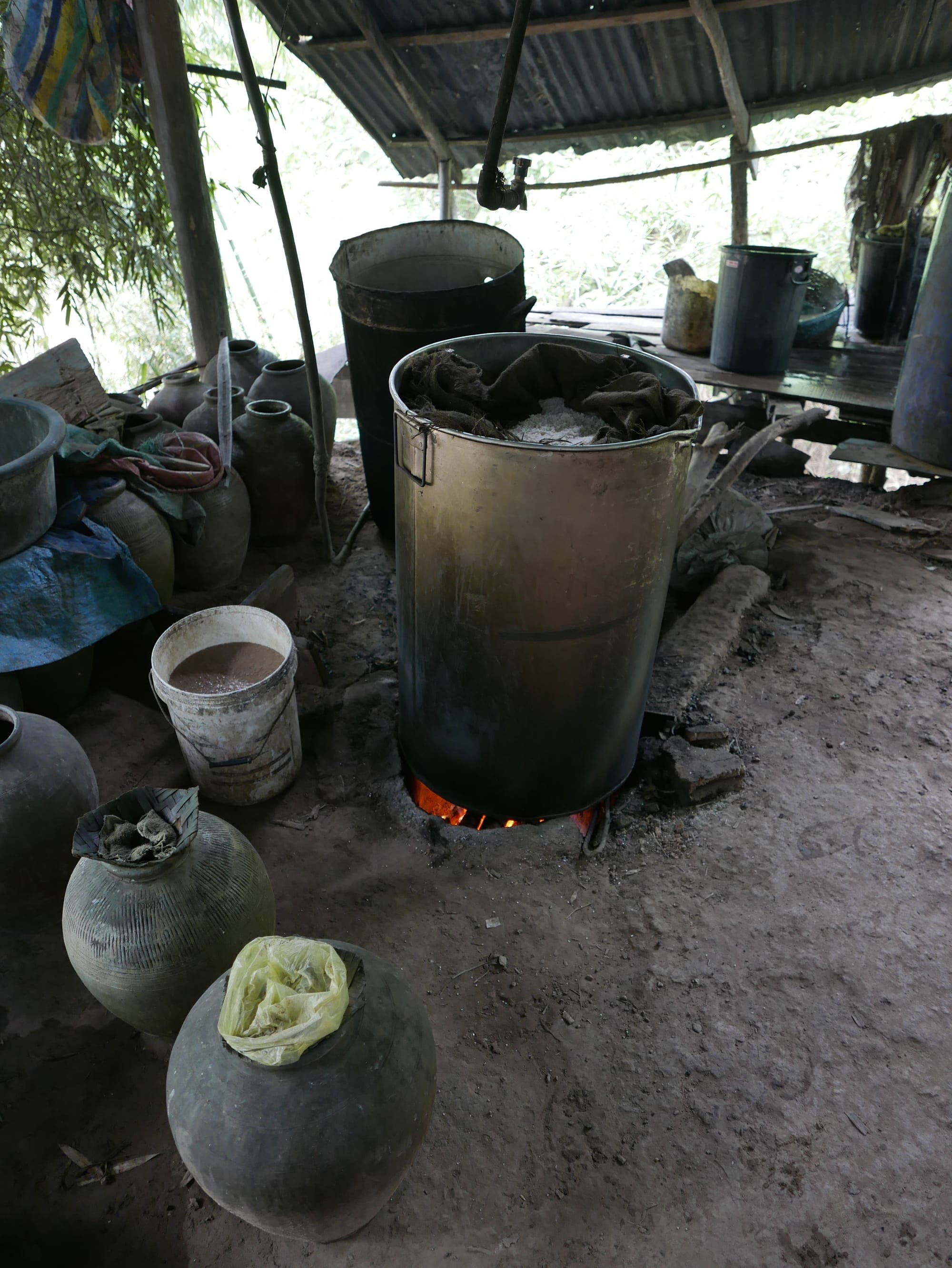 Photo by Author — Lao Whiskey production facility — Ban Xanghai (ບ້ານຊຽງຮາຍ): Liquor & Silk Village, Luang Prabang (ຫລວງພະບາງ/ຫຼວງພະບາງ), Laos