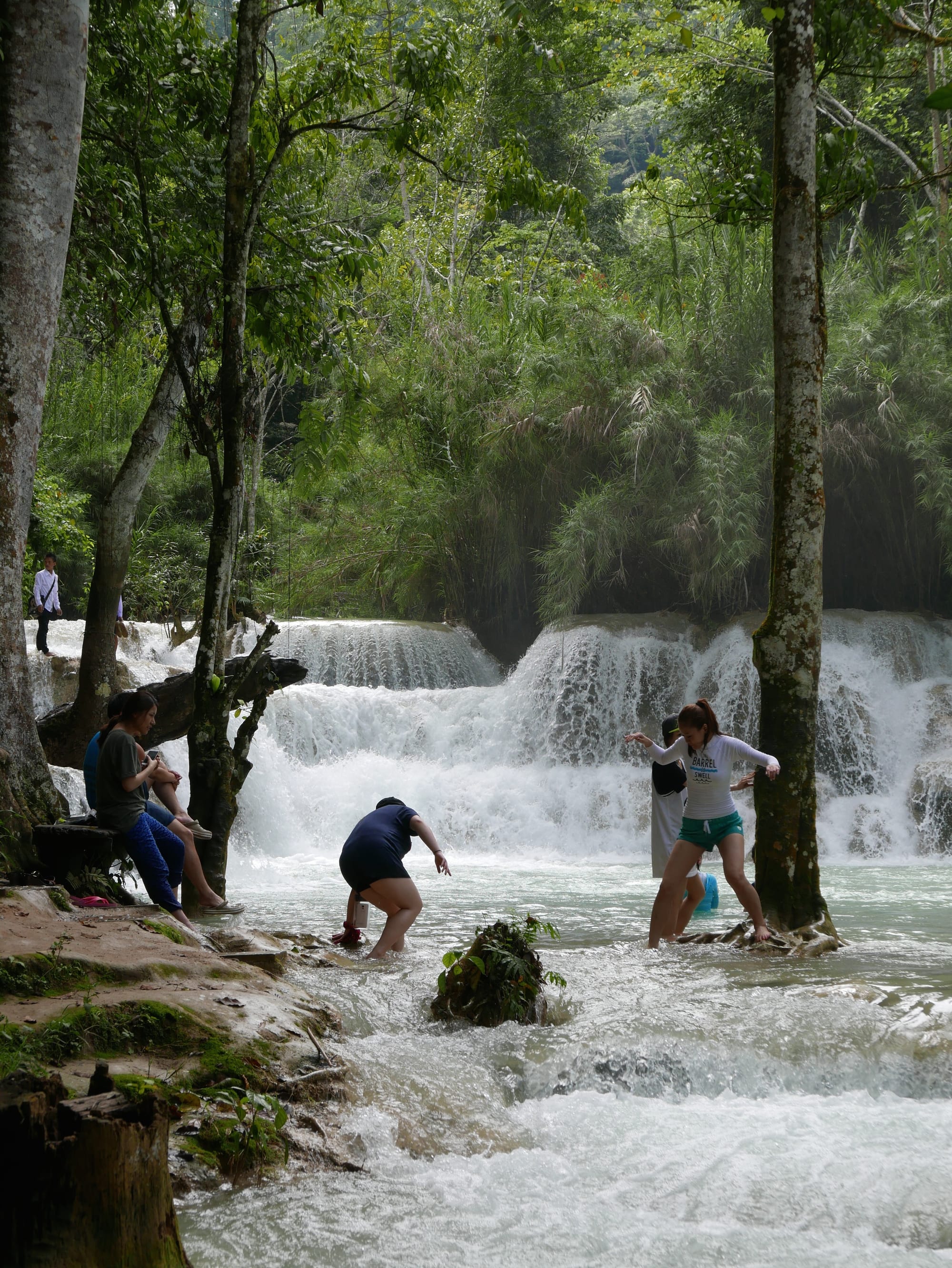 Photo by Author — tourists — Kuang Si Waterfall (ນ້ຳຕົກຕາດ ກວາງຊີ), Laos — the lower pools