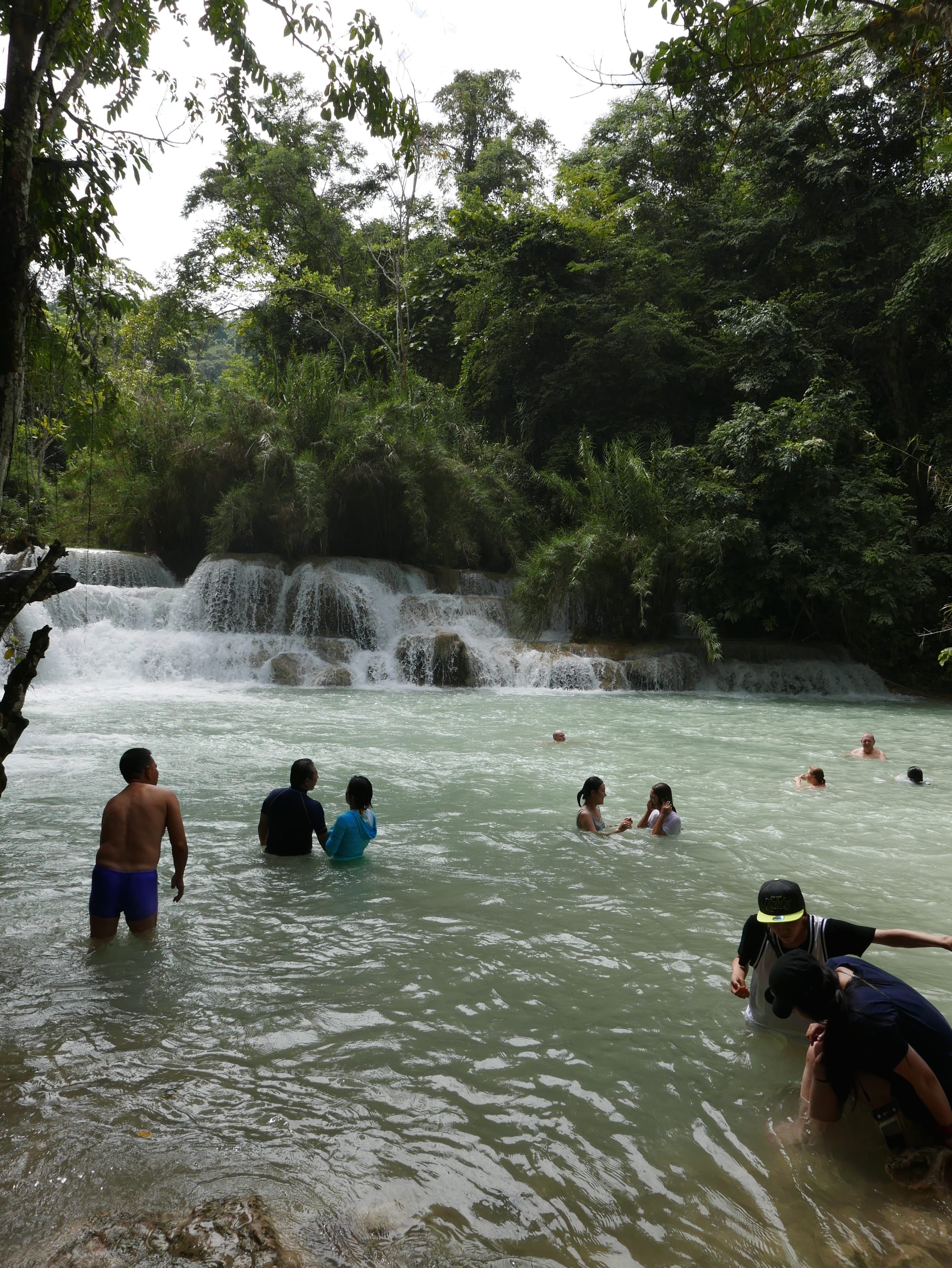 Photo by Author — tourists — Kuang Si Waterfall (ນ້ຳຕົກຕາດ ກວາງຊີ), Laos — the lower pools