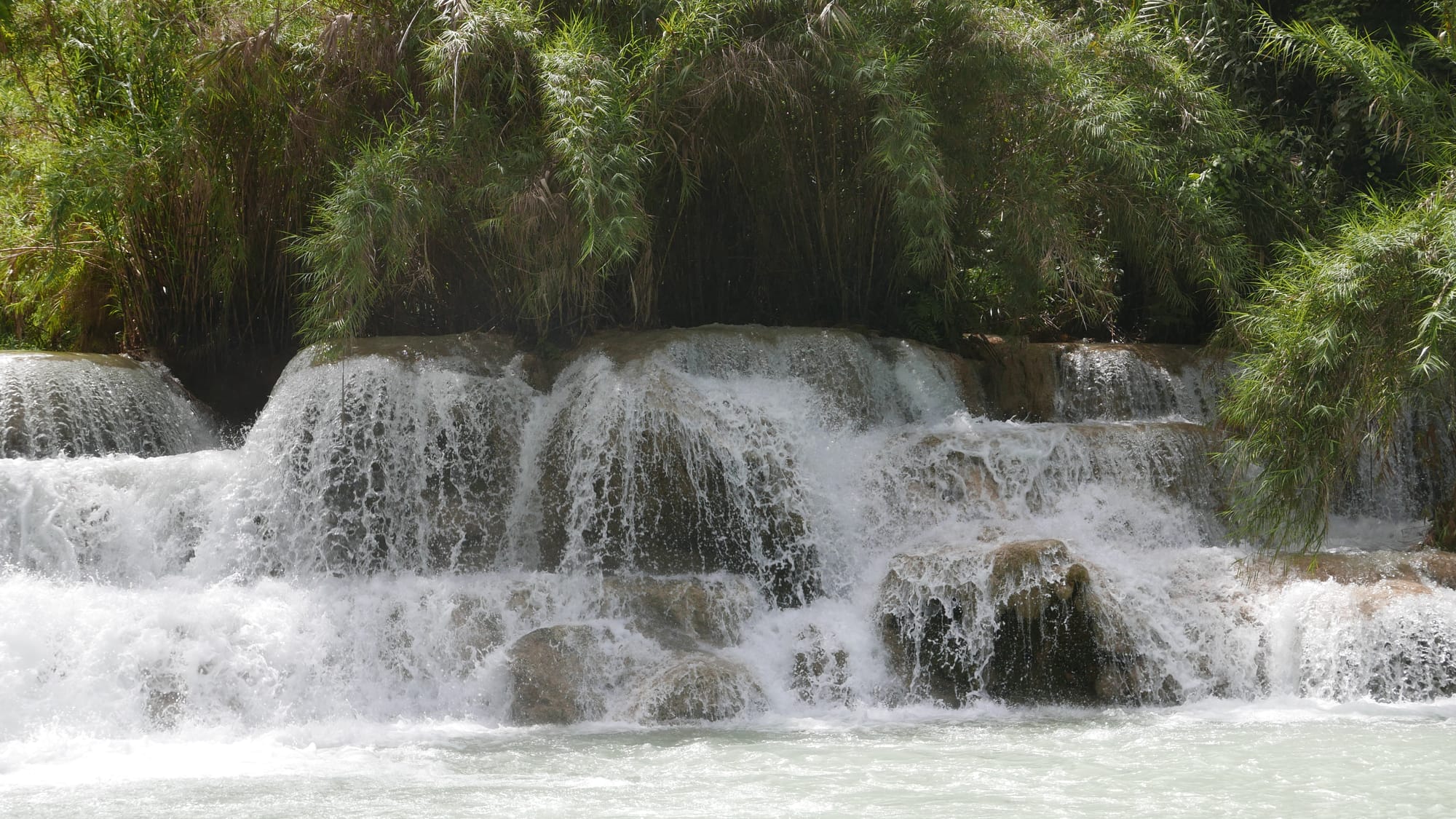 Photo by Author — Kuang Si Waterfall (ນ້ຳຕົກຕາດ ກວາງຊີ), Laos — the lower pools