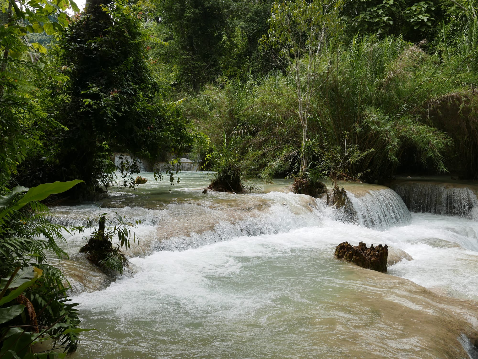 Photo by Author — Kuang Si Waterfall (ນ້ຳຕົກຕາດ ກວາງຊີ), Laos — the lower pools