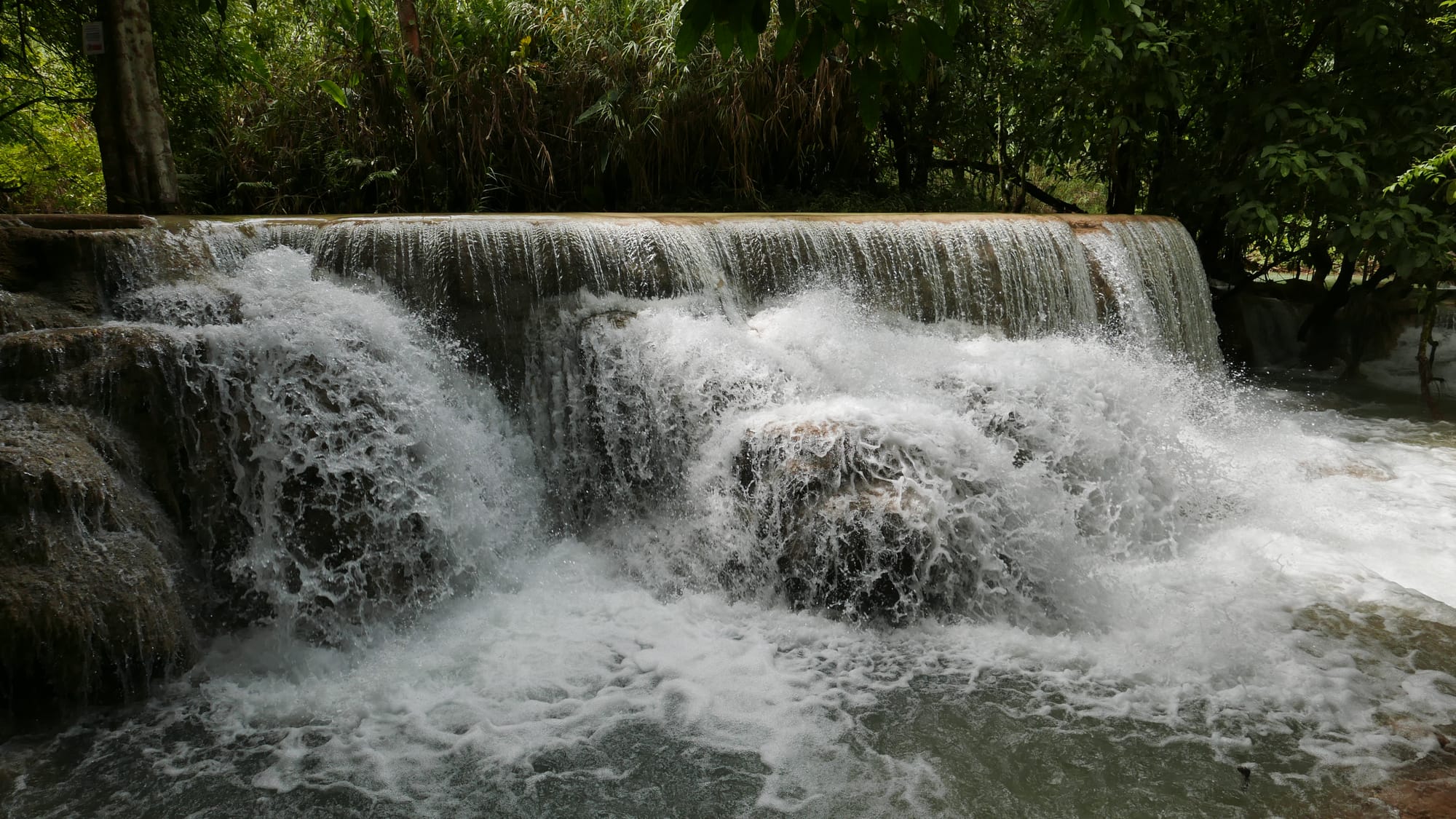 Photo by Author — Kuang Si Waterfall (ນ້ຳຕົກຕາດ ກວາງຊີ), Laos — the lower pools