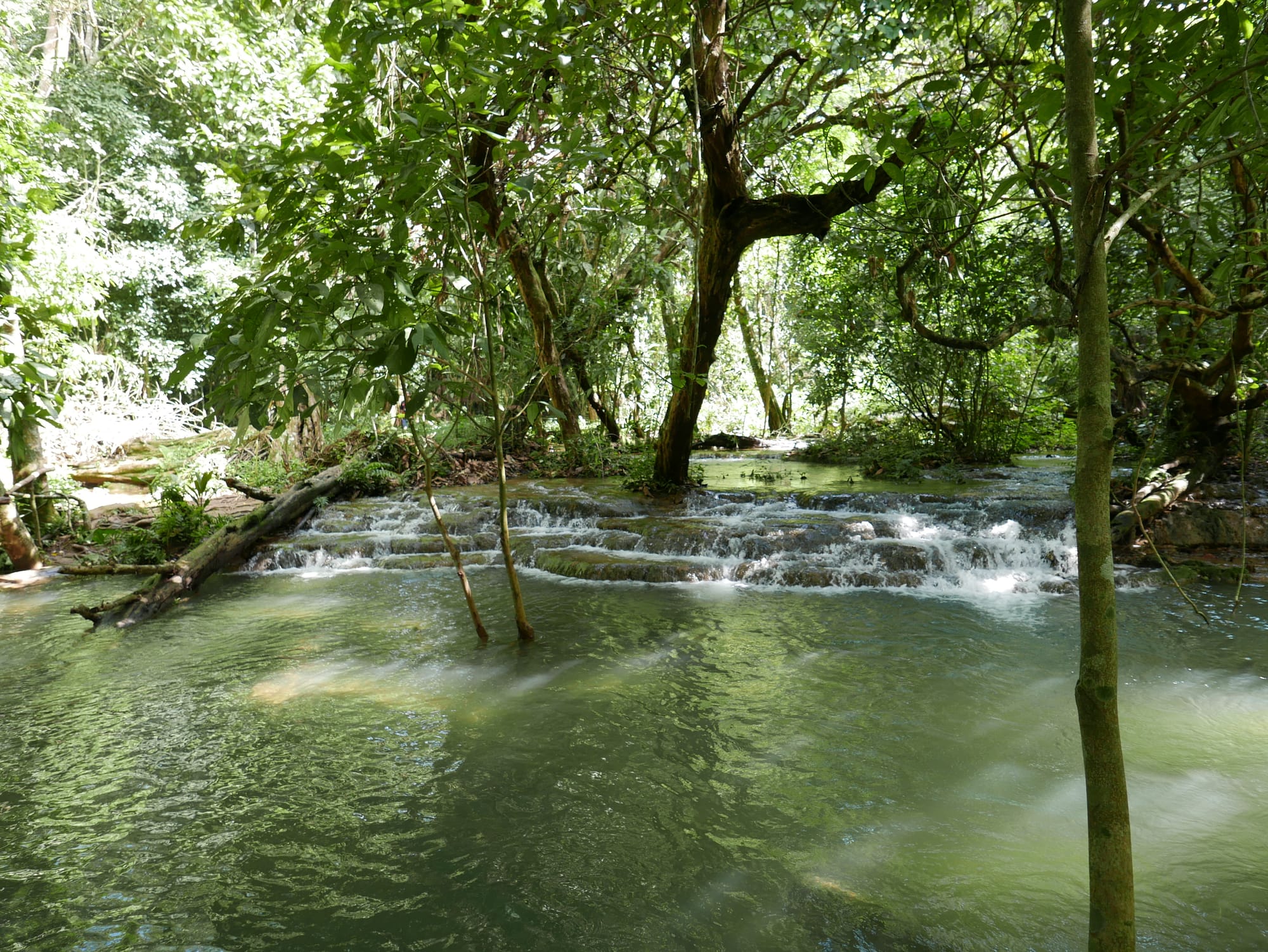 Photo by Author — Kuang Si Waterfall (ນ້ຳຕົກຕາດ ກວາງຊີ), Laos — the upper pools