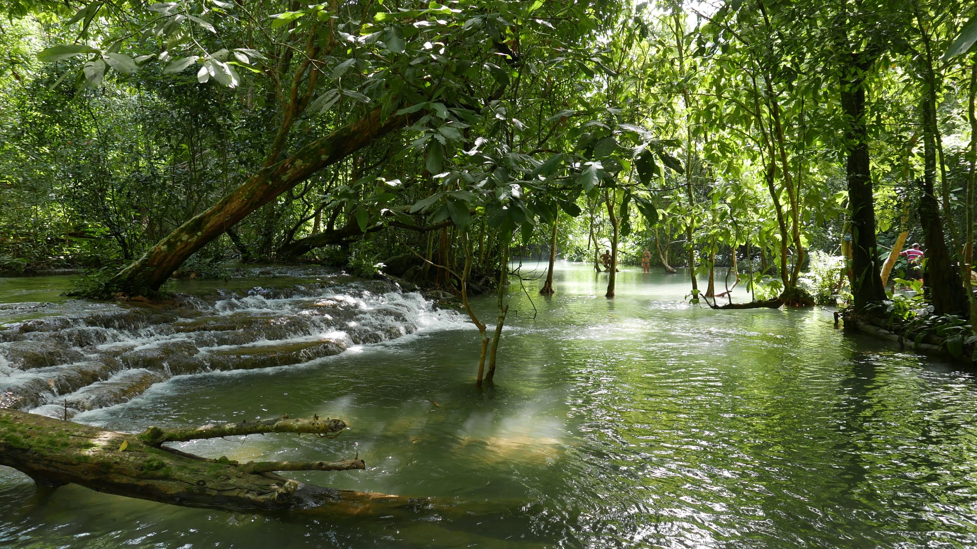 Photo by Author — Kuang Si Waterfall (ນ້ຳຕົກຕາດ ກວາງຊີ), Laos — the upper pools