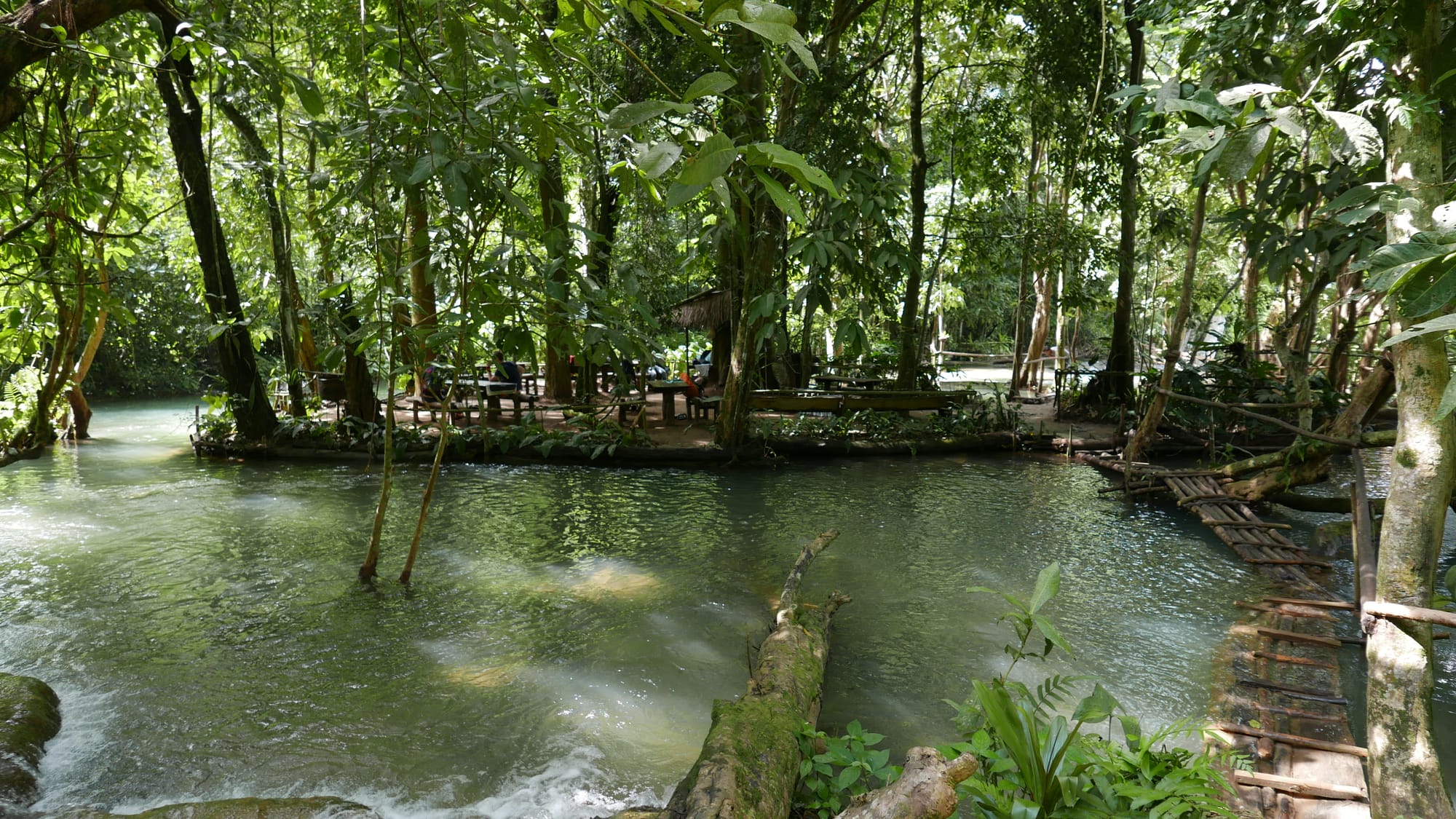 Photo by Author — Kuang Si Waterfall (ນ້ຳຕົກຕາດ ກວາງຊີ), Laos — the upper pools