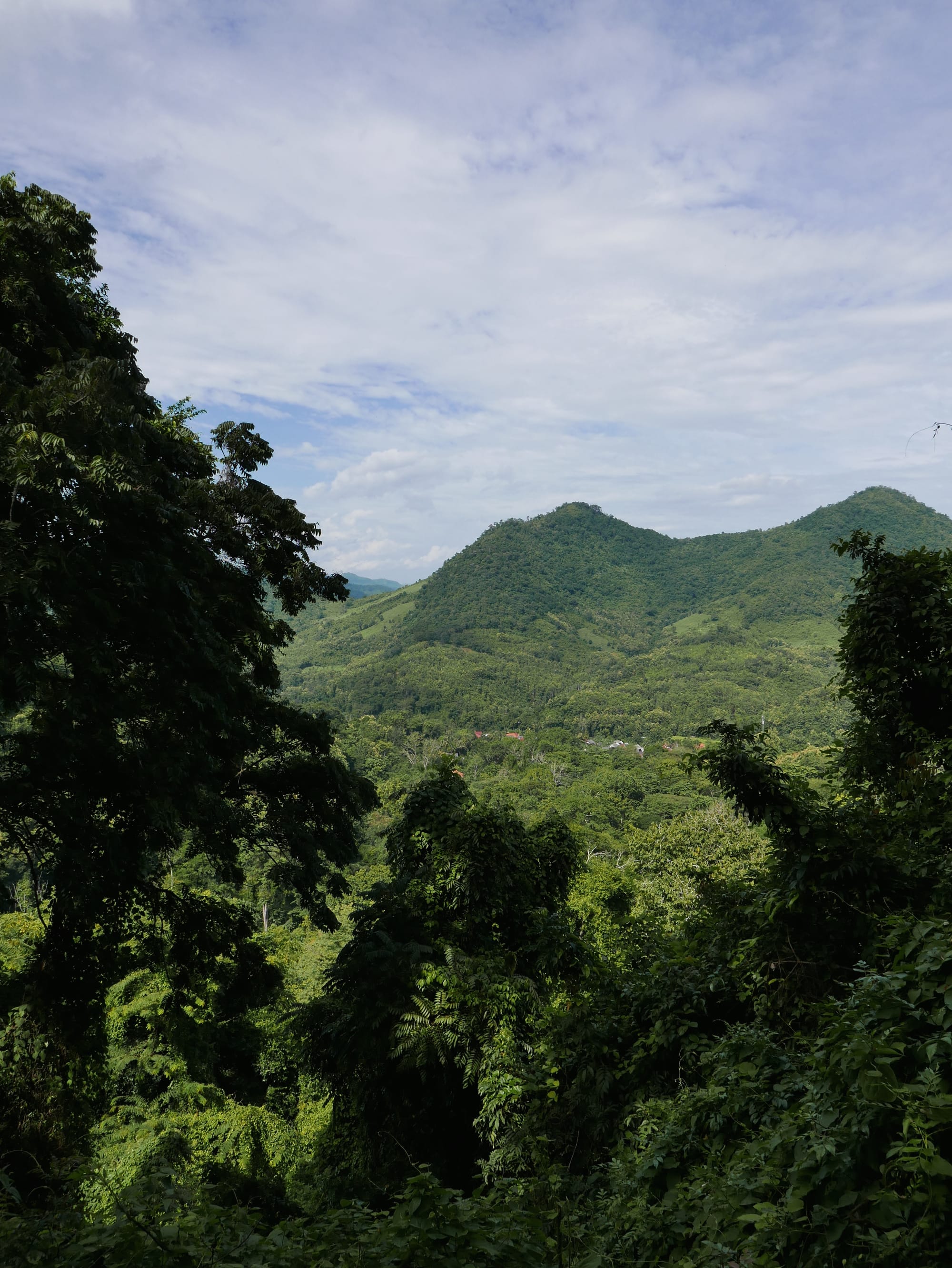 Photo by Author — the view from the upper pools at Kuang Si Waterfall (ນ້ຳຕົກຕາດ ກວາງຊີ), Laos