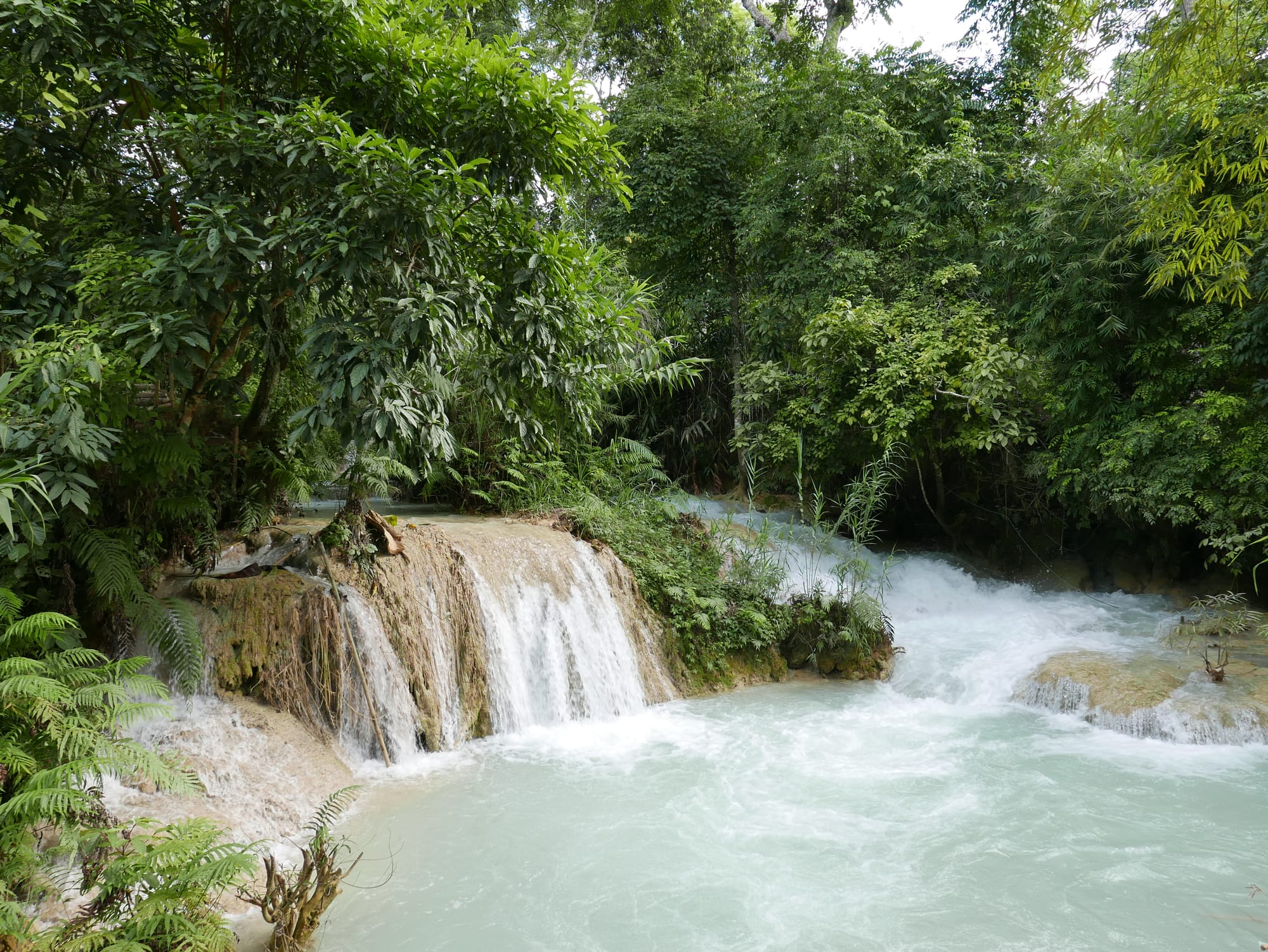 Photo by Author — waterfalls at Kuang Si Butterfly Park, Laos