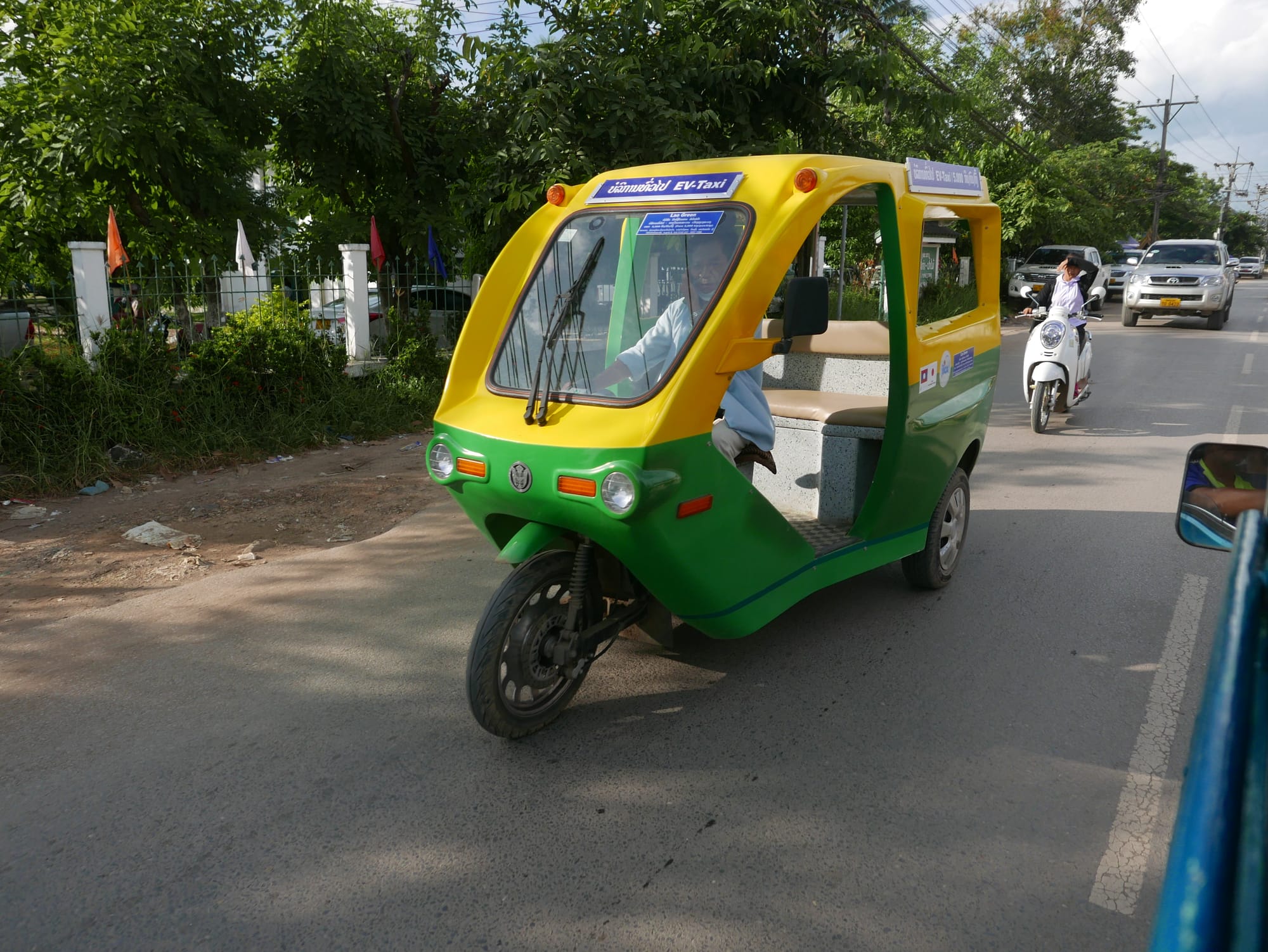 Photo by Author — motorbikes in Luang Prabang (ຫລວງພະບາງ/ຫຼວງພະບາງ), Laos — a Tuk Tuk