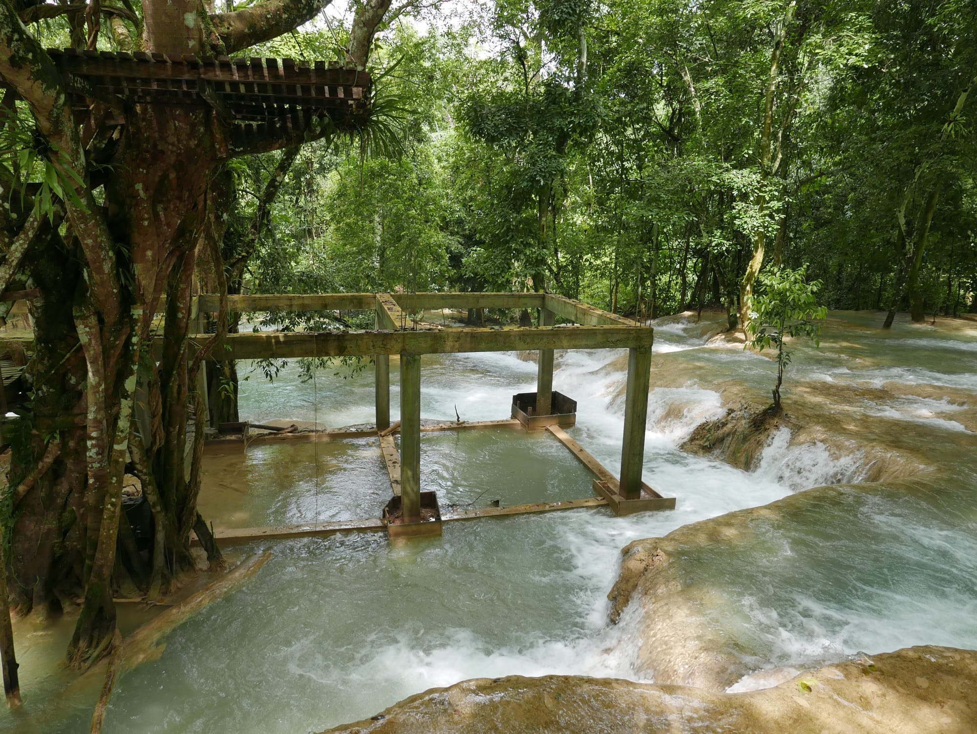 Photo by Author — an abandoned structure? — Tad Sae Waterfalls (ຕາດແສ້), Luang Prabang (ຫລວງພະບາງ/ຫຼວງພະບາງ), Laos