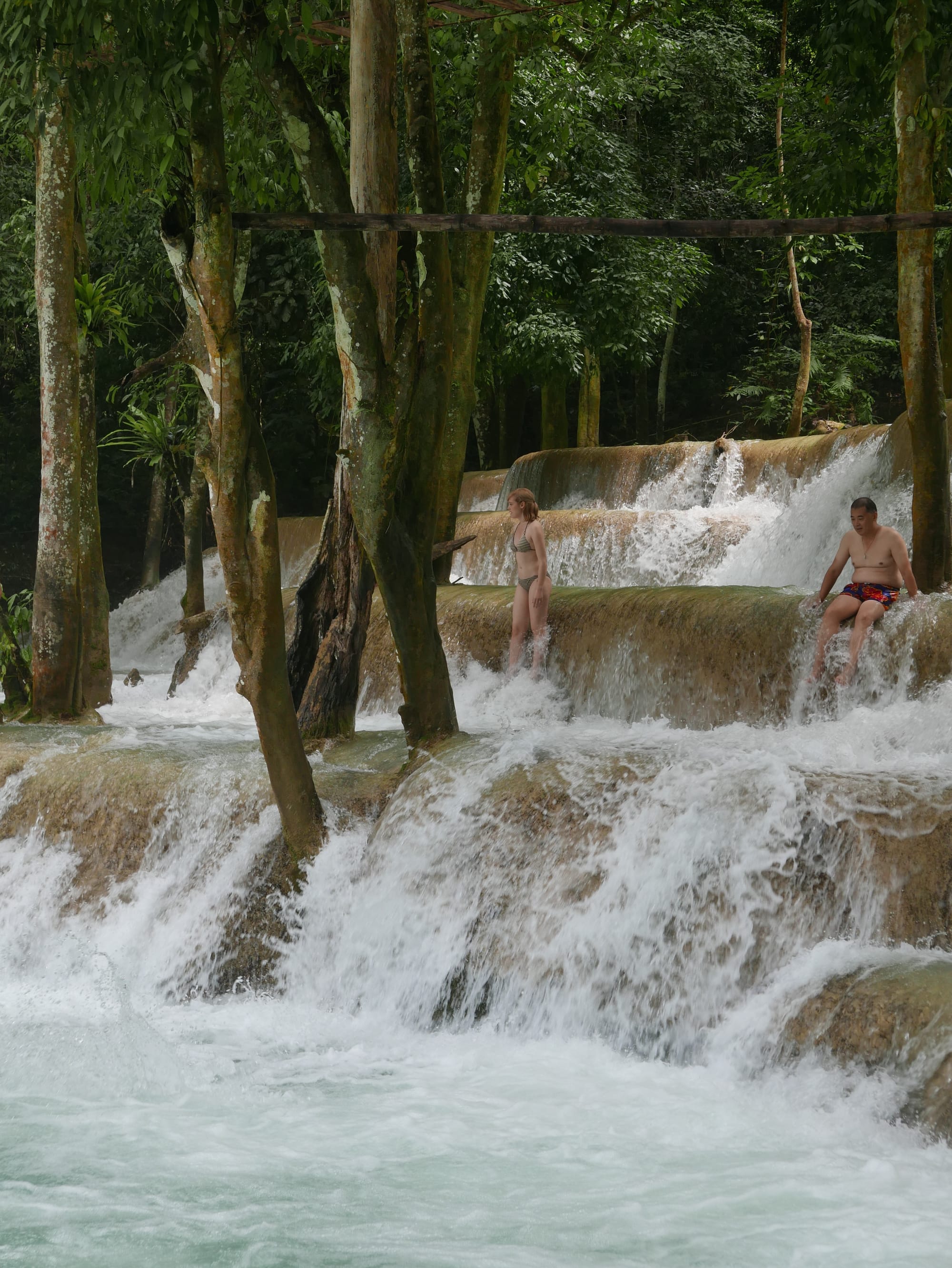 Photo by Author — jumping the falls — Tad Sae Waterfalls (ຕາດແສ້), Luang Prabang (ຫລວງພະບາງ/ຫຼວງພະບາງ), Laos