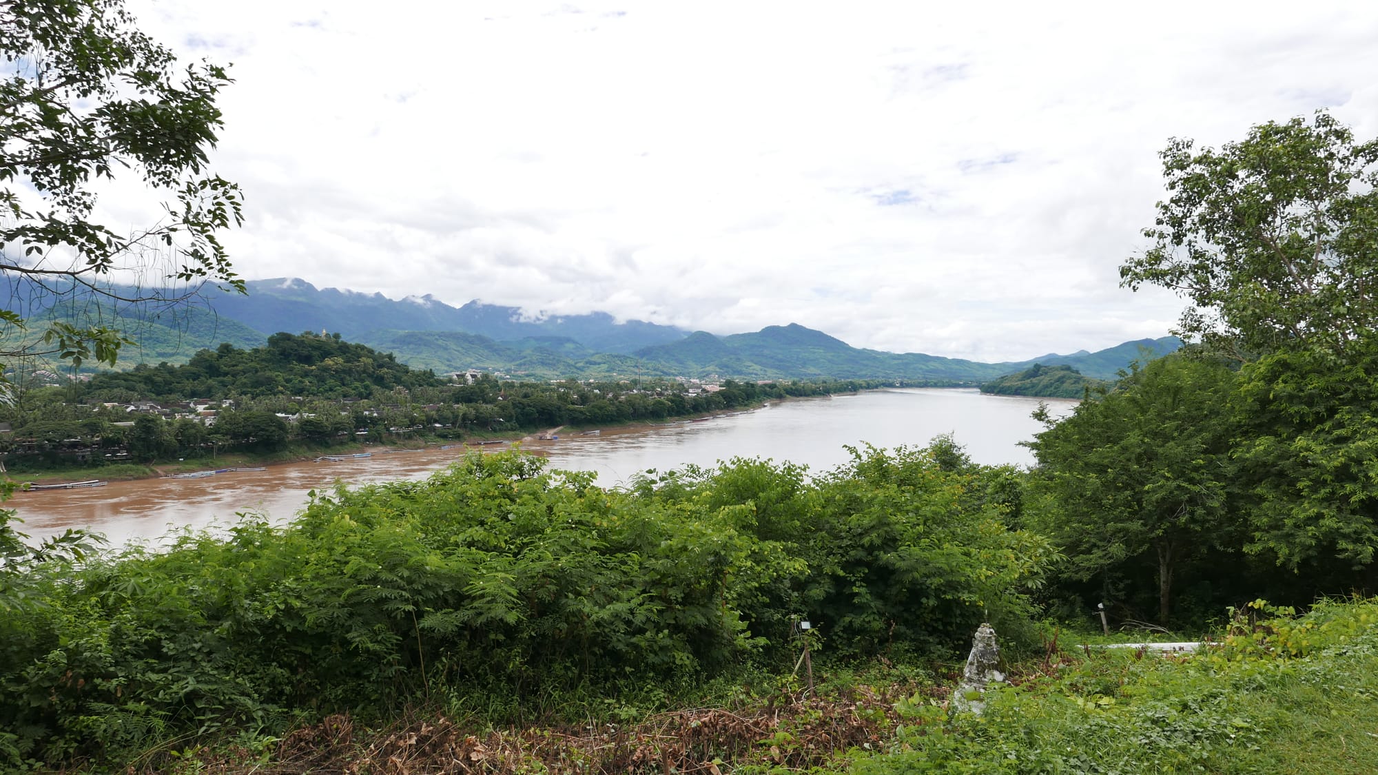 Photo by Author — view of Luang Prabang and the Mekong River from Chomphet Temple (Wat Chomphet)