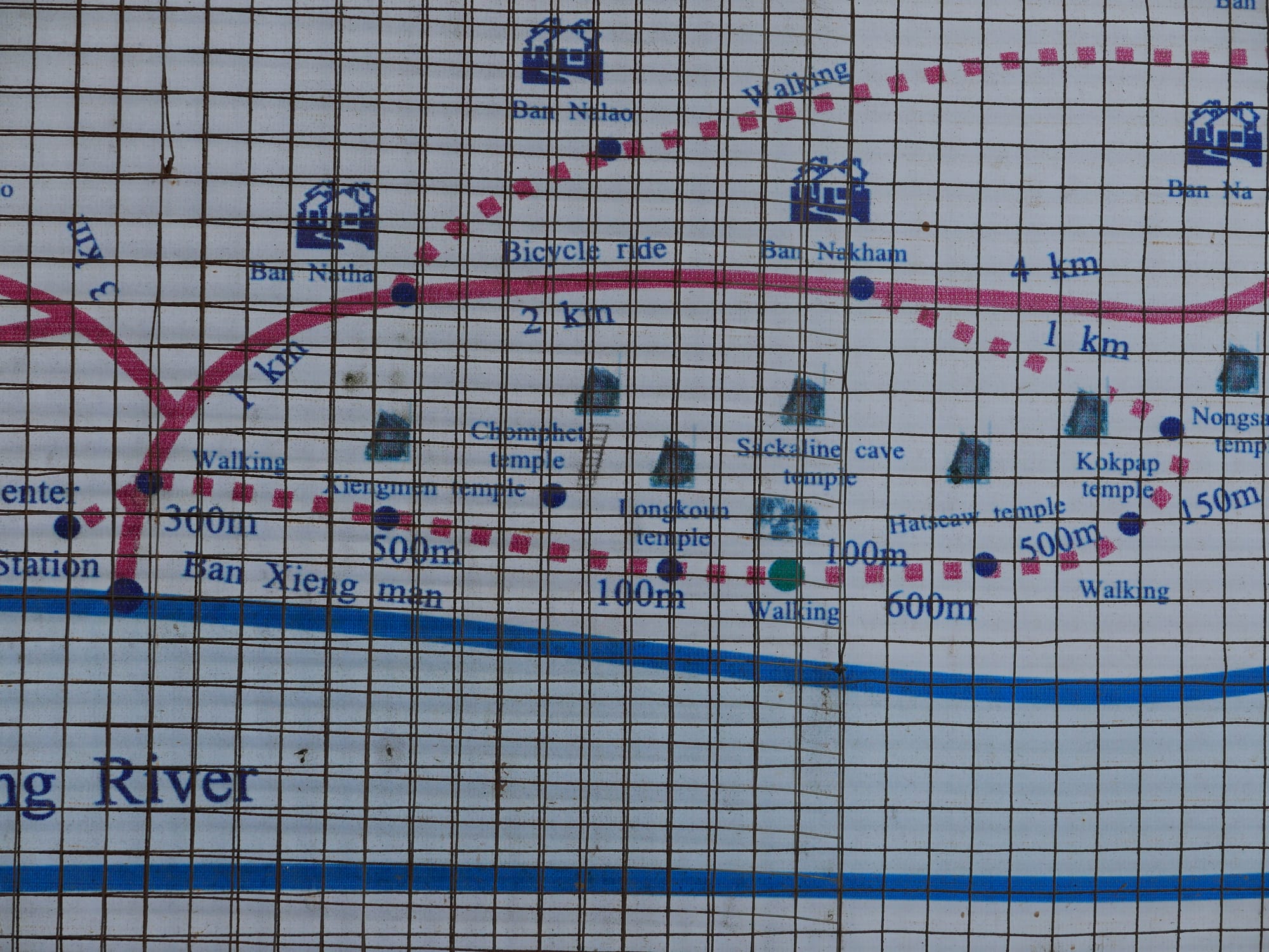 Photo by Author — an enlarged section of the map — Ban Xieng Man, Luang Prabang (ຫລວງພະບາງ/ຫຼວງພະບາງ), Laos