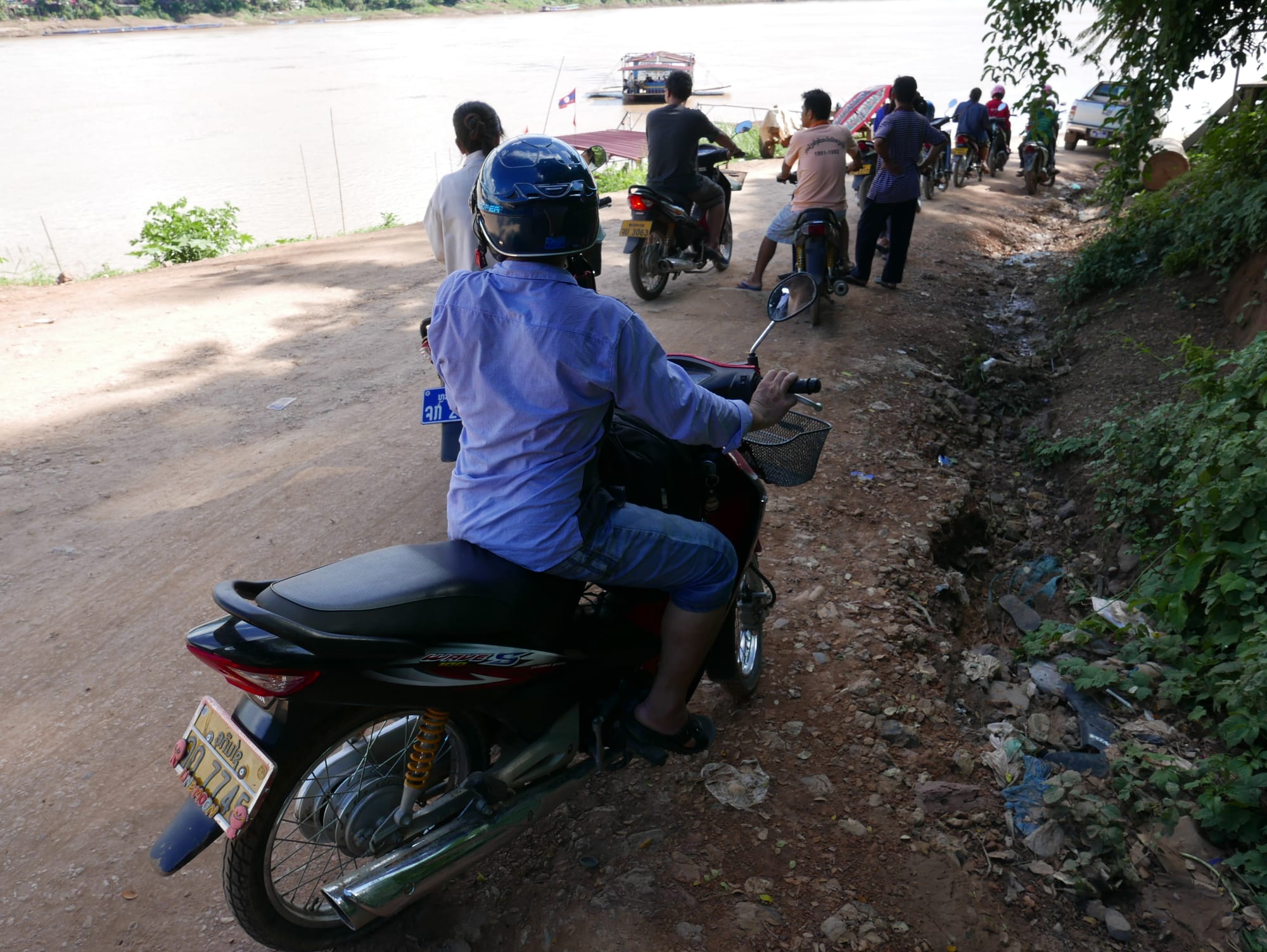 Photo by Author — the ferry across the Mekong from Luang Prabang (ຫລວງພະບາງ/ຫຼວງພະບາງ) to Ban Xieng Man