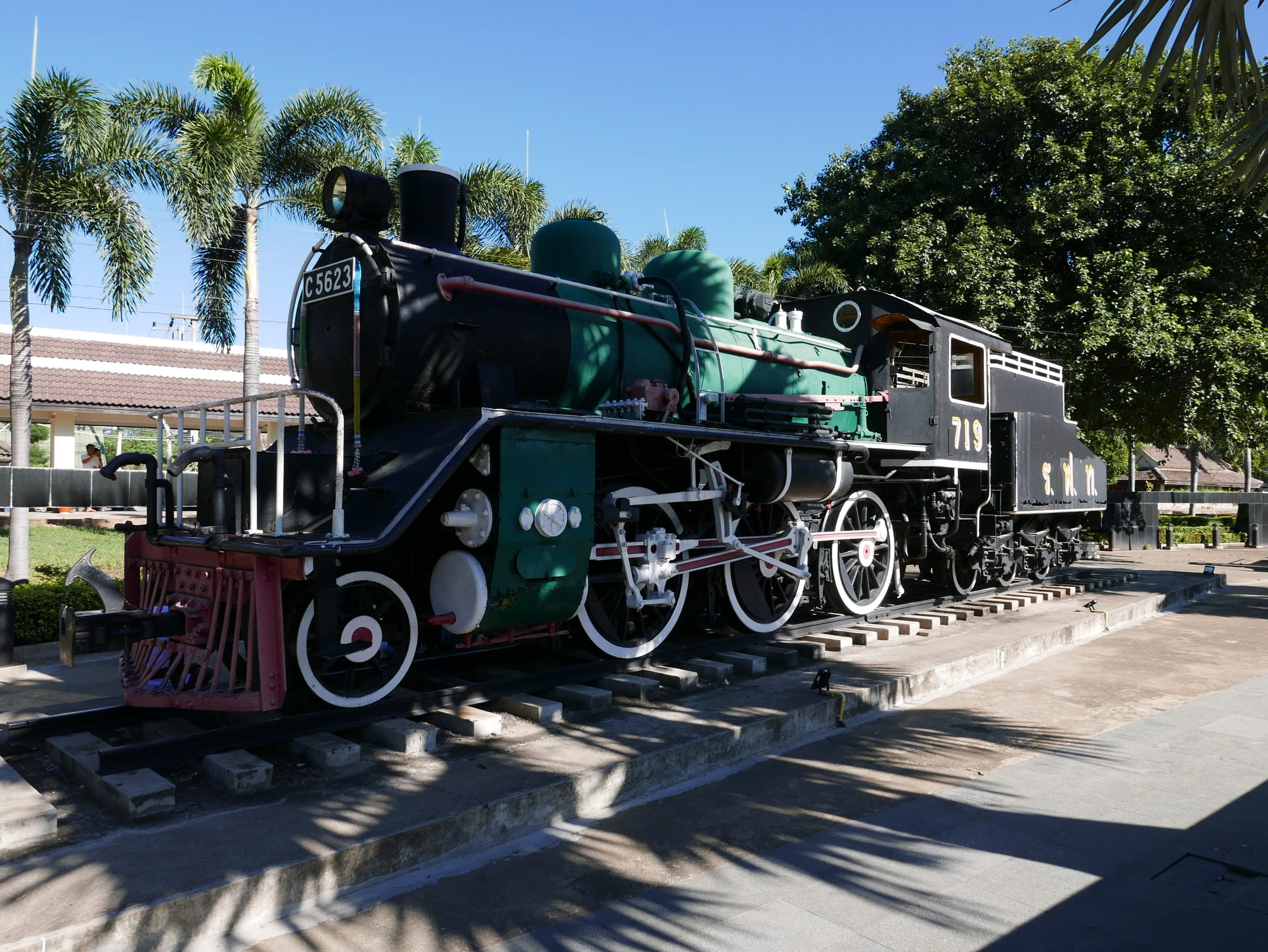 Photo by Author — an old steam train at the nearby station — The Bridge on the River Kwai (สะพานข้ามแม่น้ำแคว), Thailand 