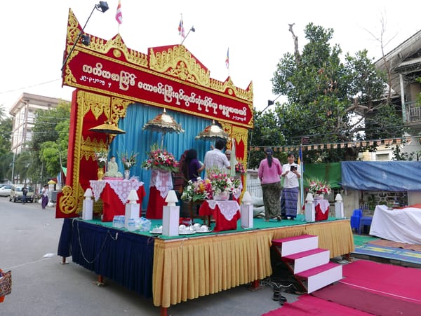 What was going on -Carpeting the street in Yangon (Rangoon), Myanmar (Burma) — why?