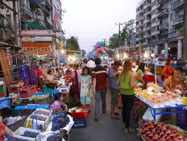 Exploring Yangon (Rangoon), Myanmar (Burma) - a local street market